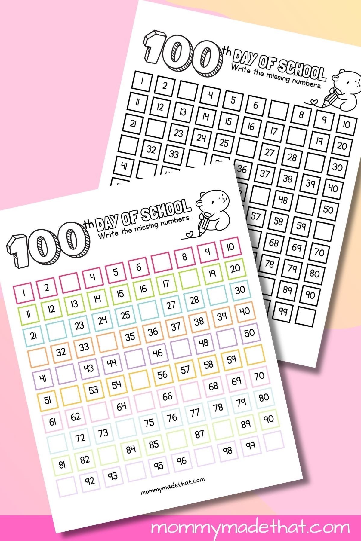 Free printable 100 days of school counting worksheet,