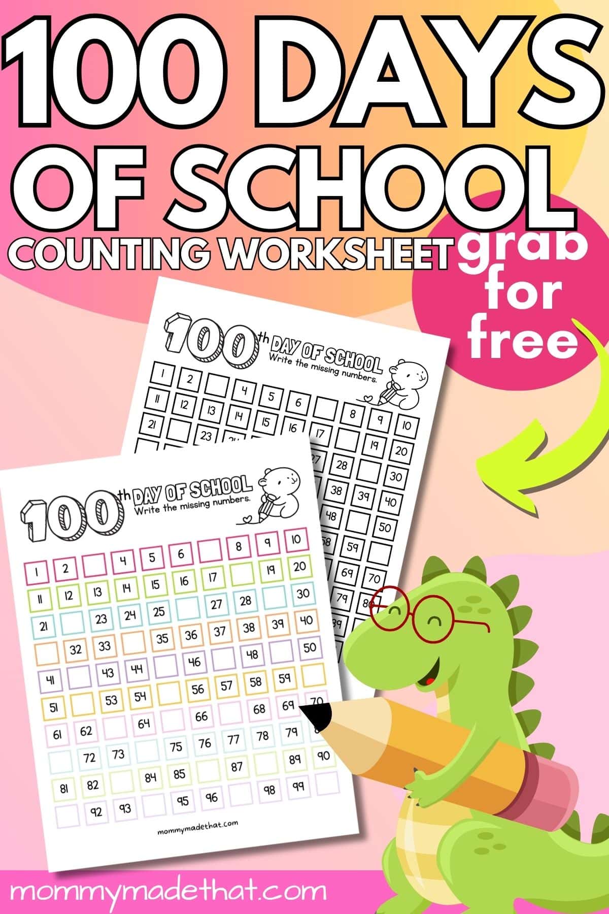 100 days of school counting worksheet,