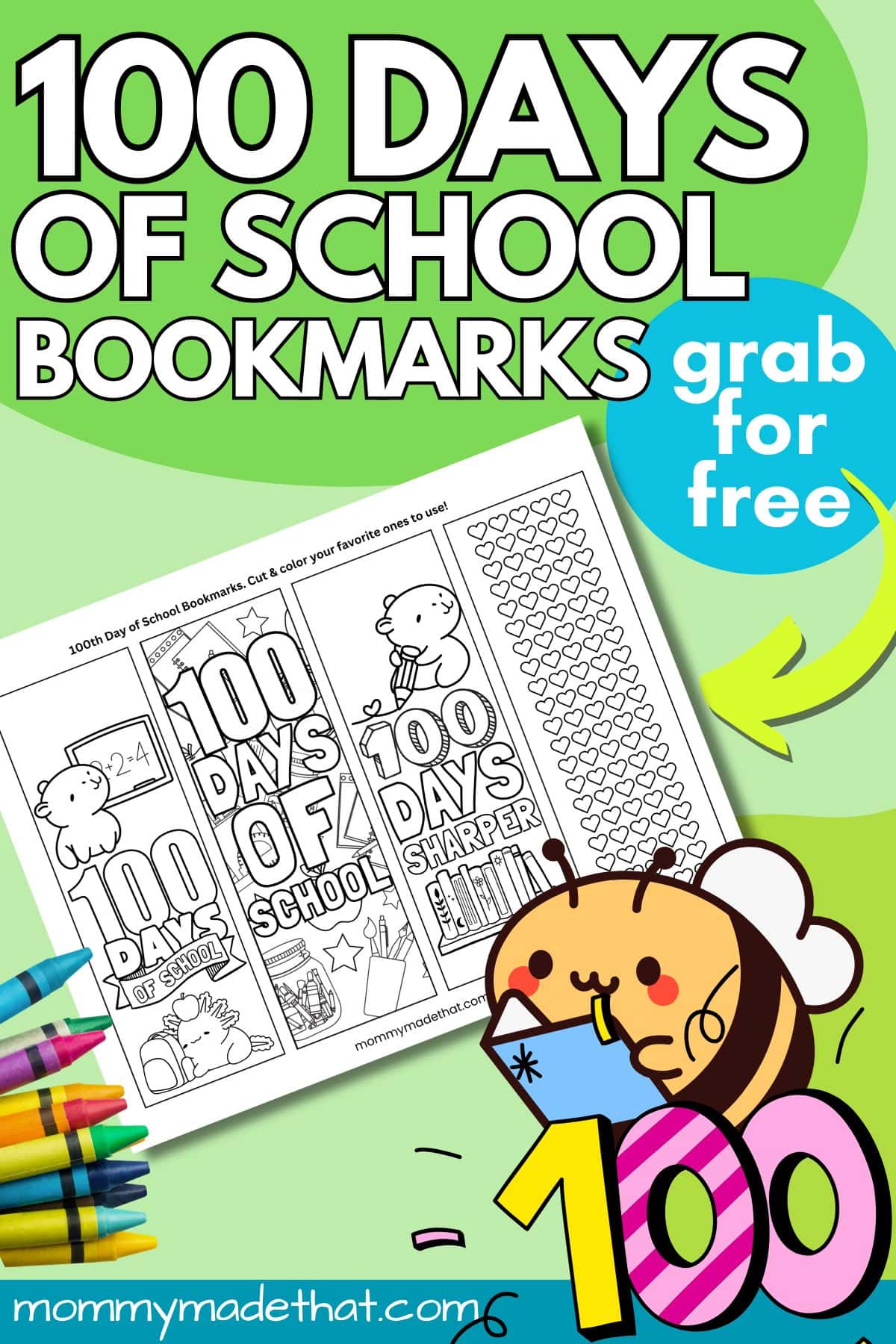 100 days of school bookmarks.