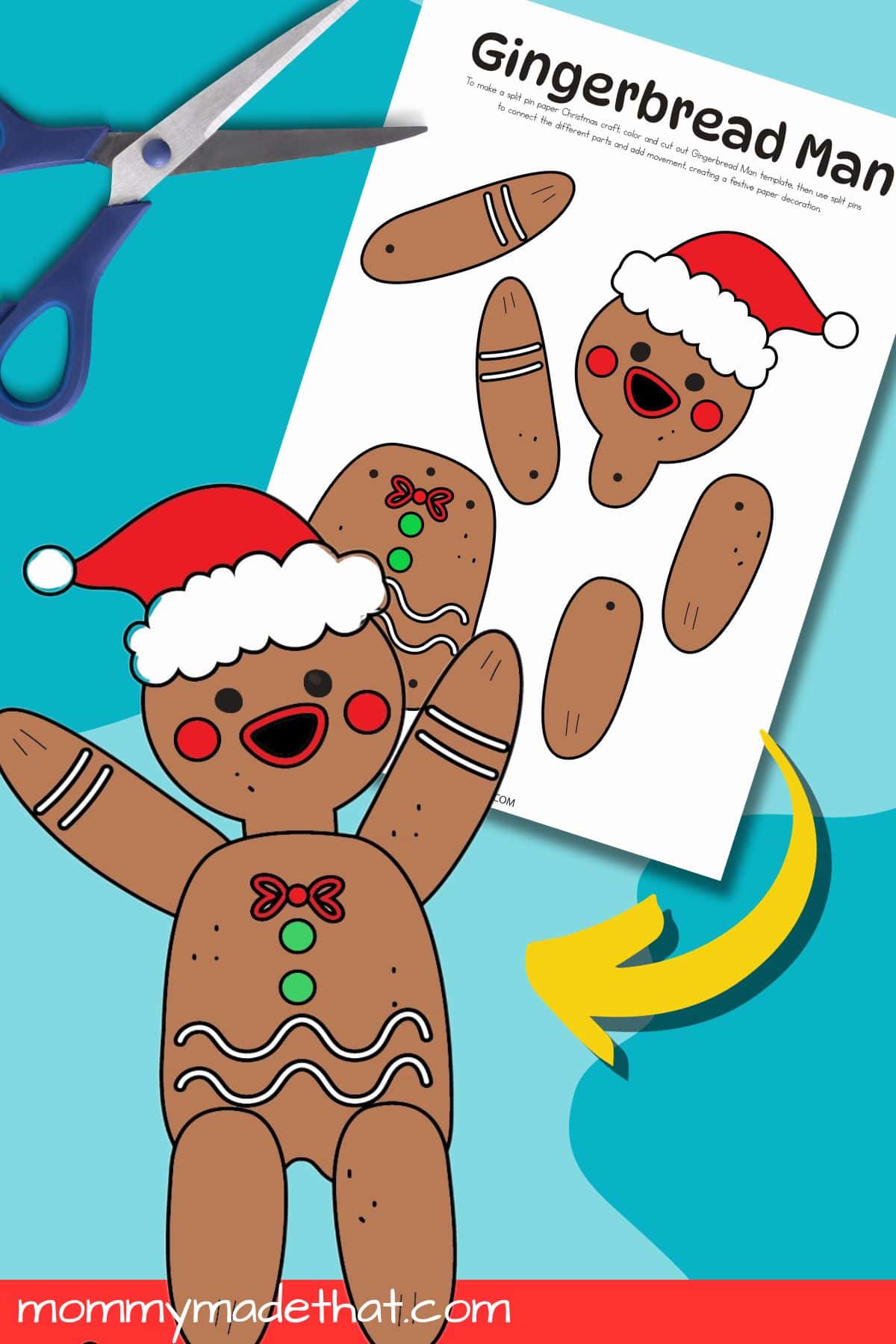 printable gingerbread man slit pin craft