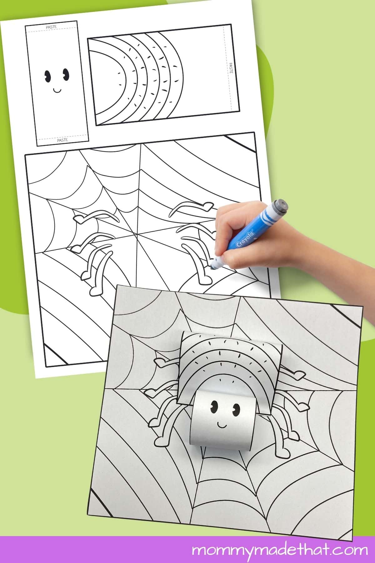 3D spider coloring sheet