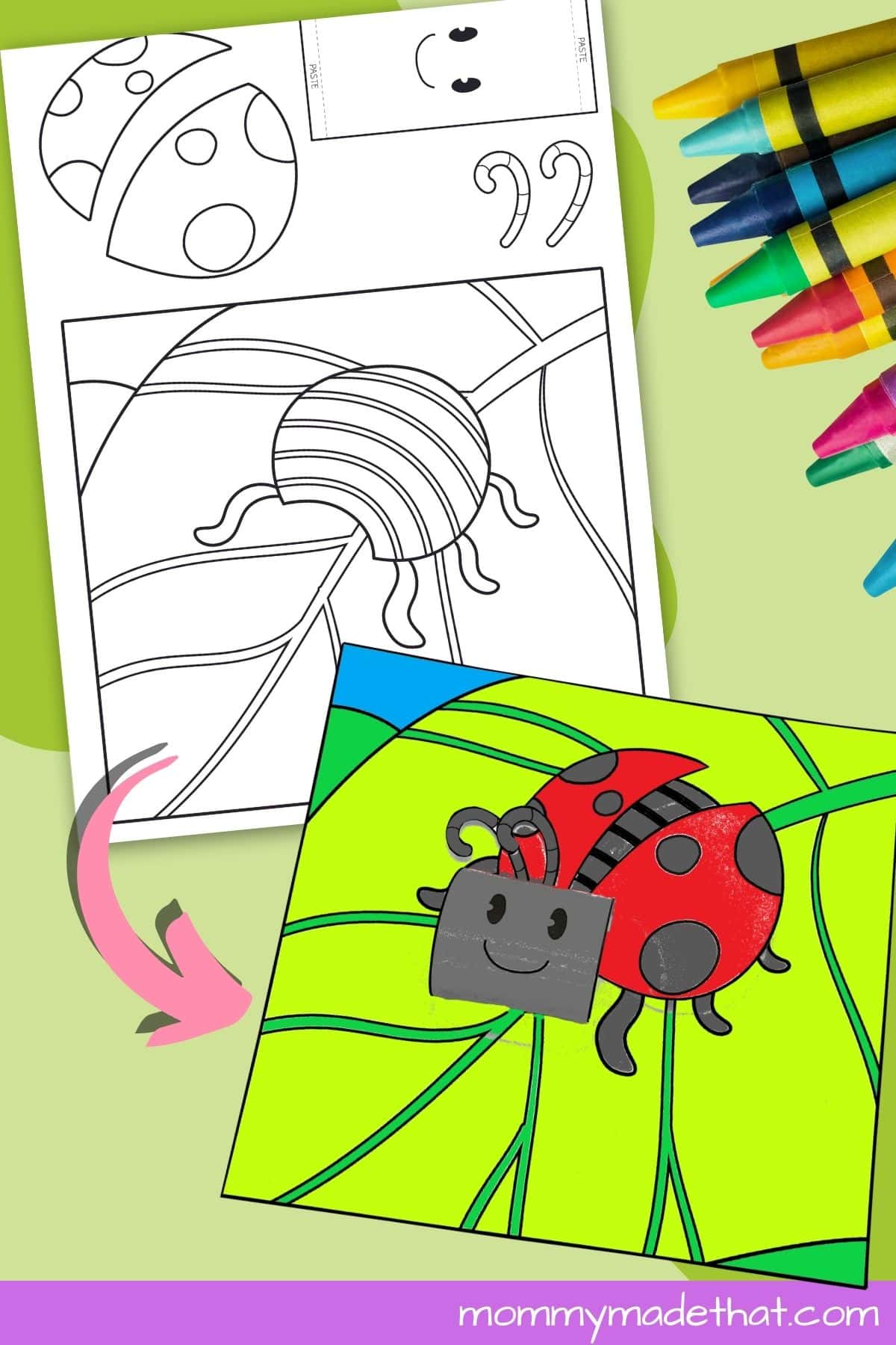 3D ladybug coloring page