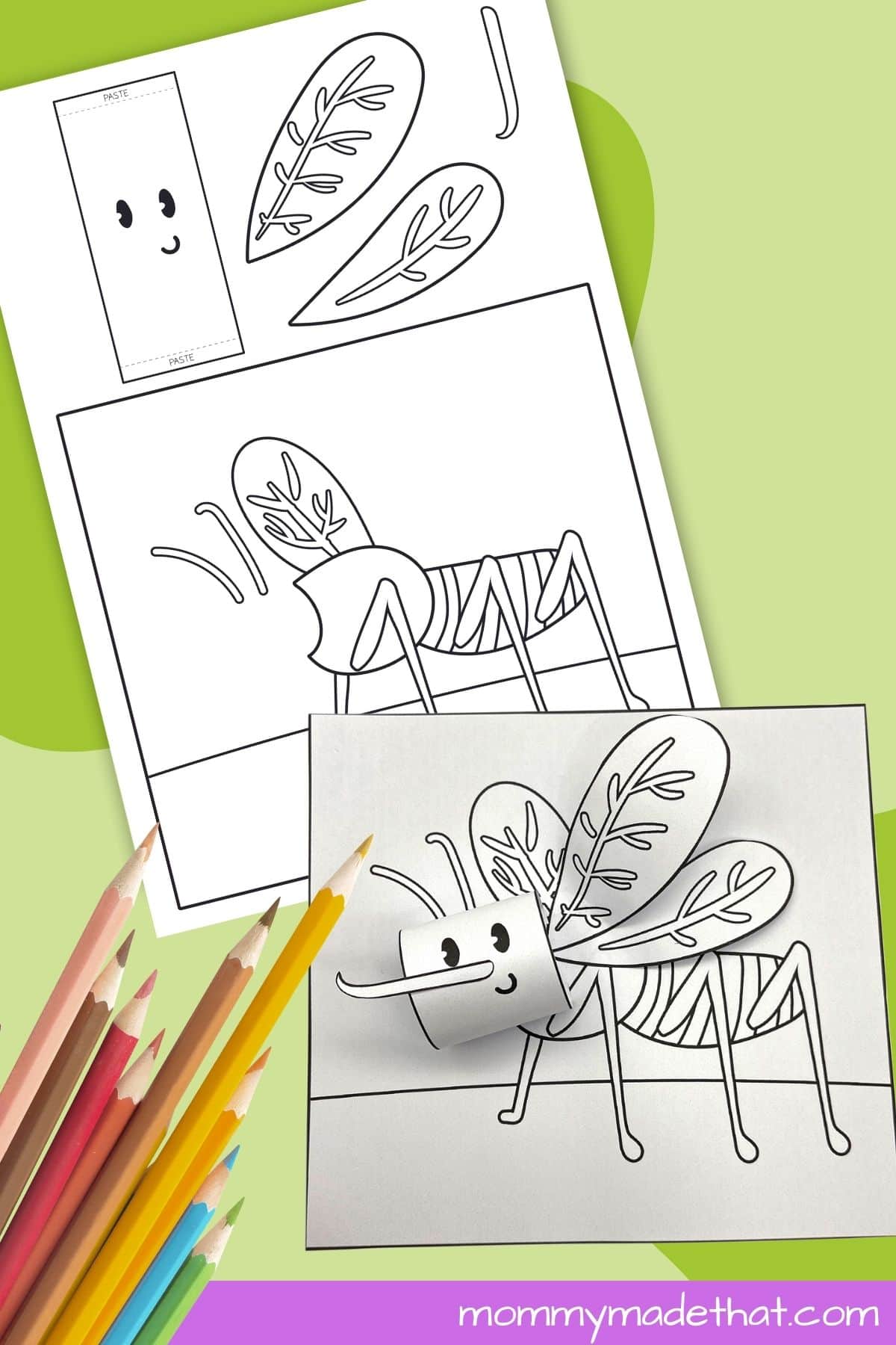 3D bug coloring page