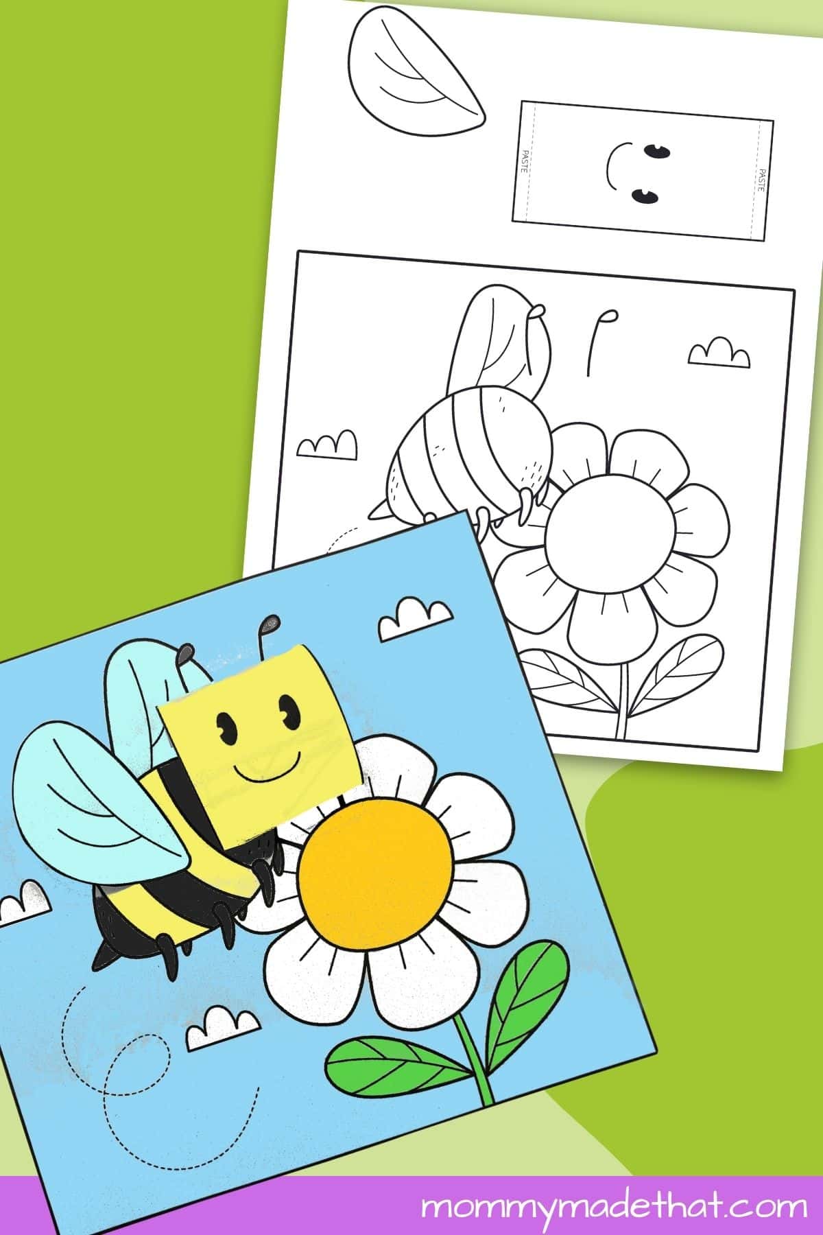 3D bumble bee coloring page