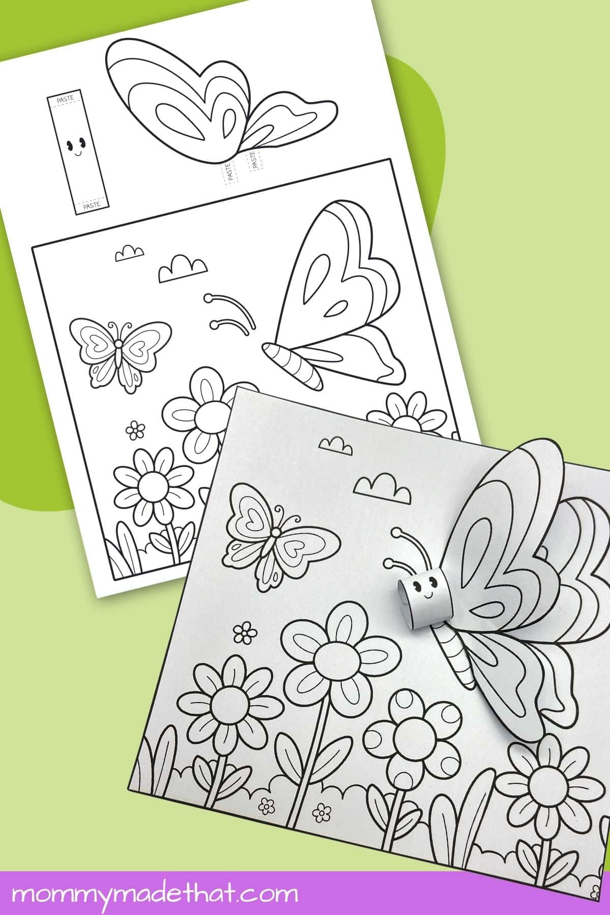 3D butterfly coloring page