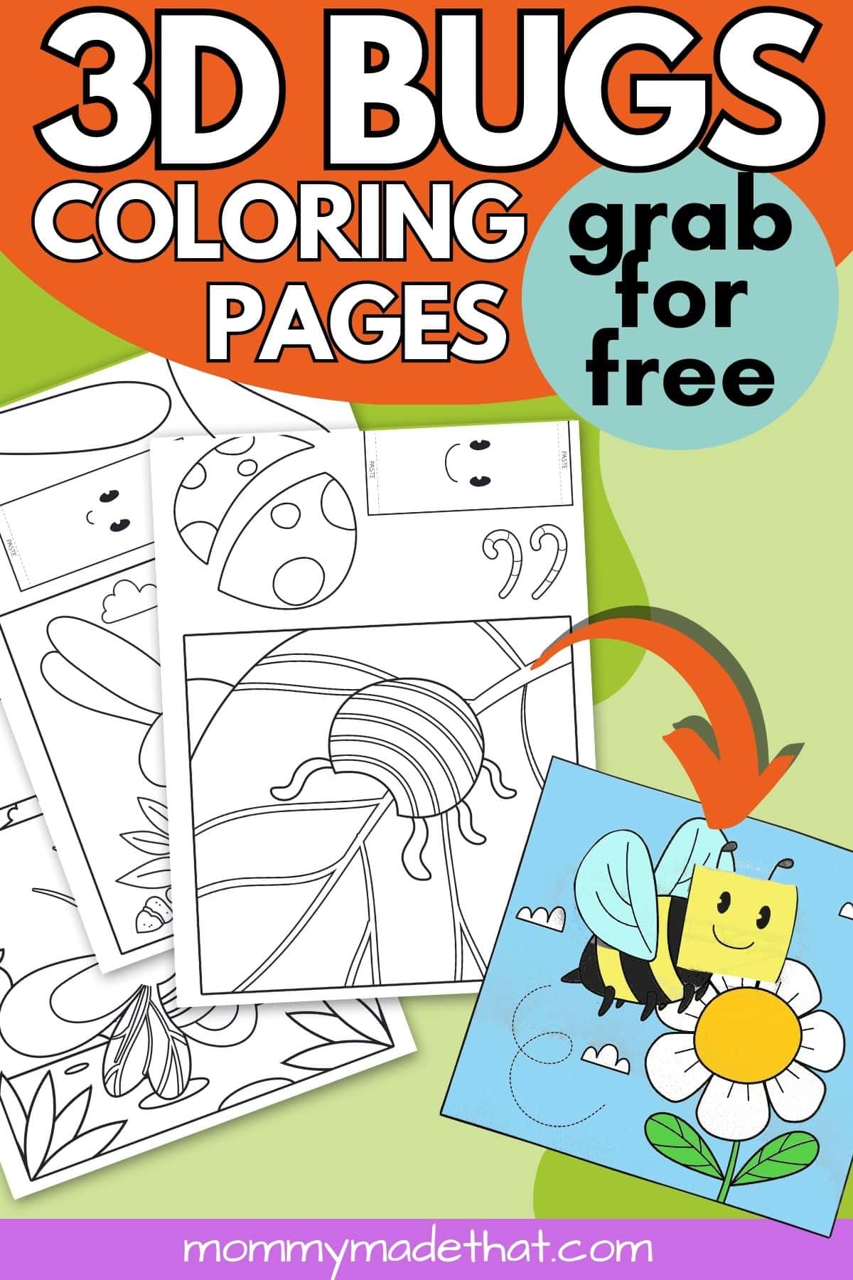 3D insect coloring pages. These fun bug coloring pages make the cutest 3D creatures kids will love.