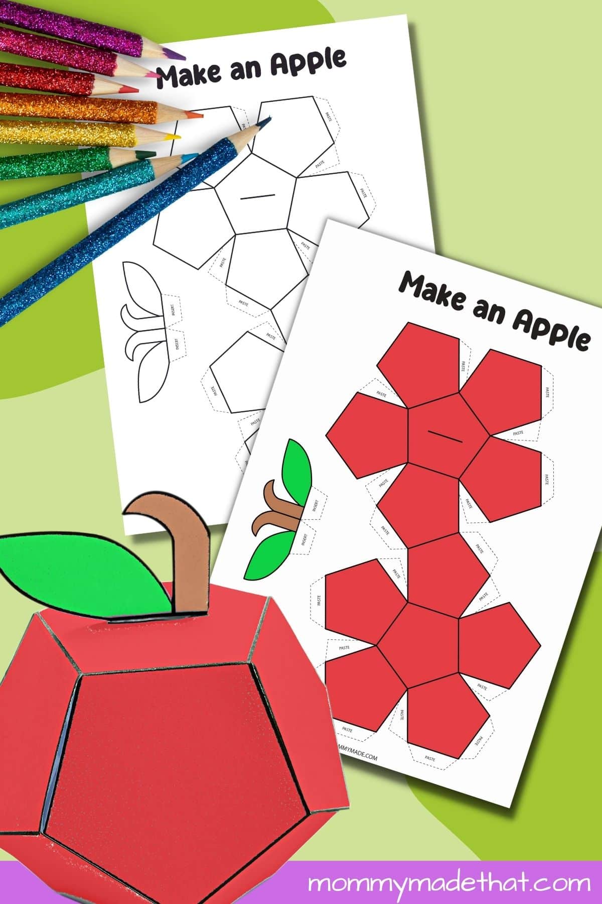 3D paper apple craft