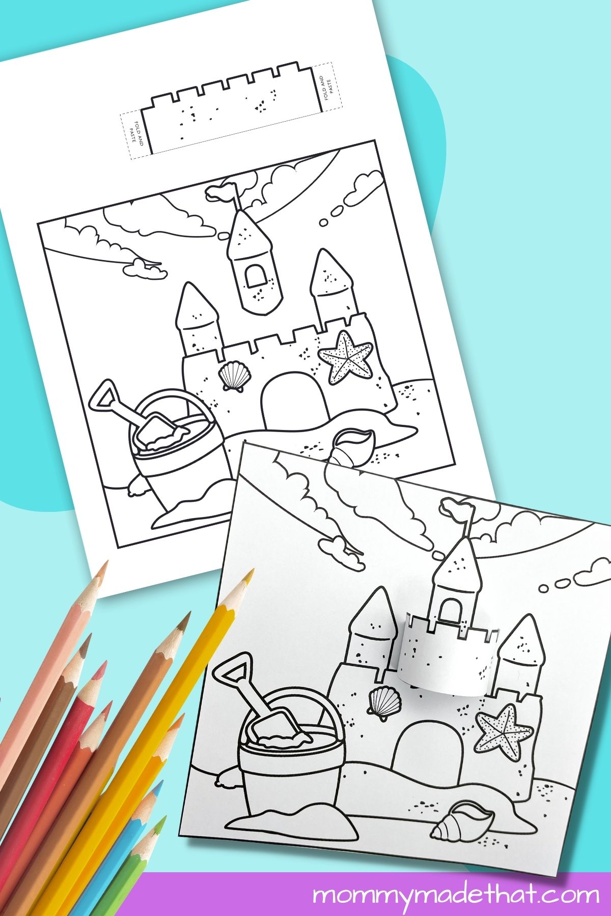 sand castle summer coloring page