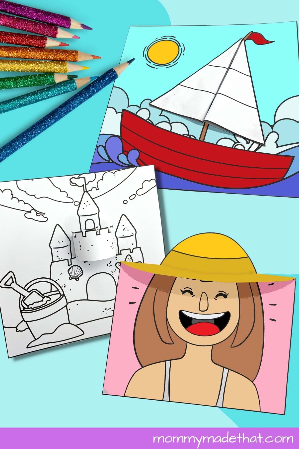 3D Summer Coloring Pages (Lots of Fun Free Printables!)