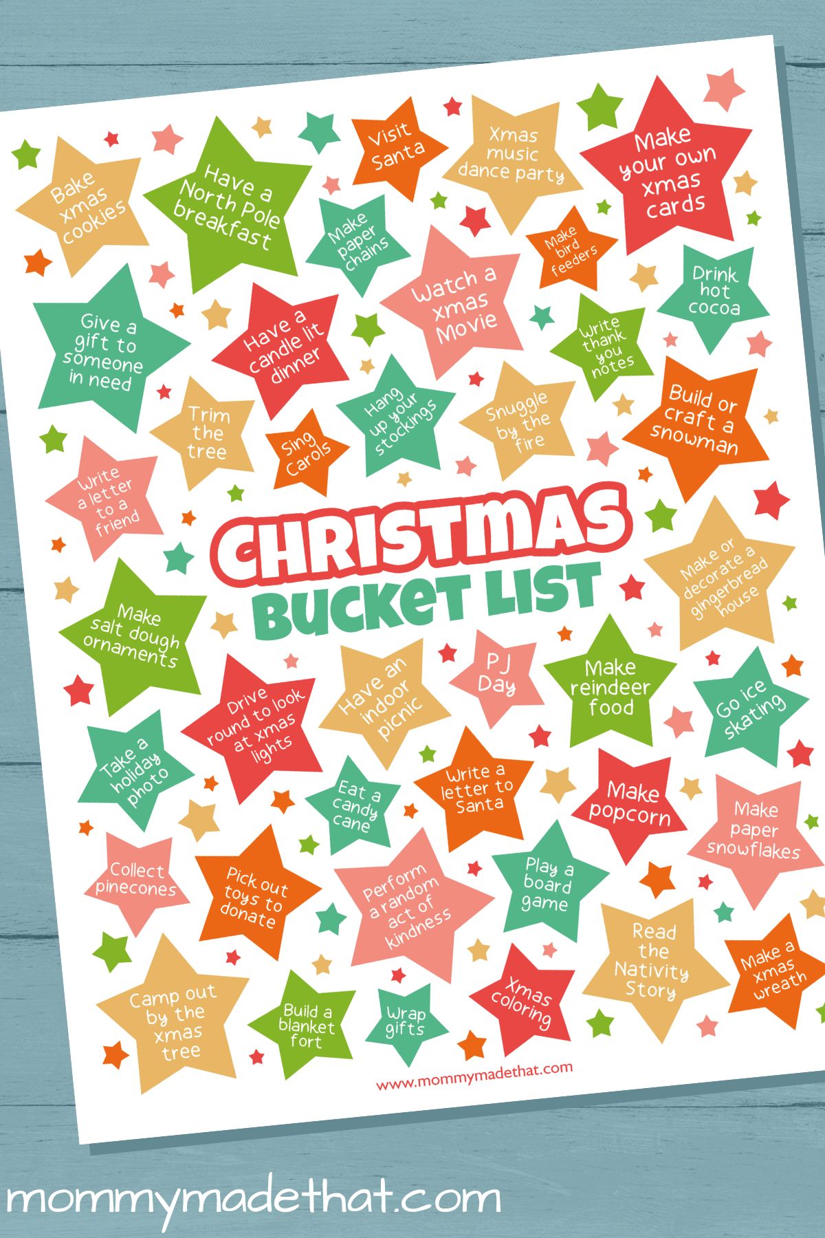 Free Printable Christmas Bucket List with Christmas Activities