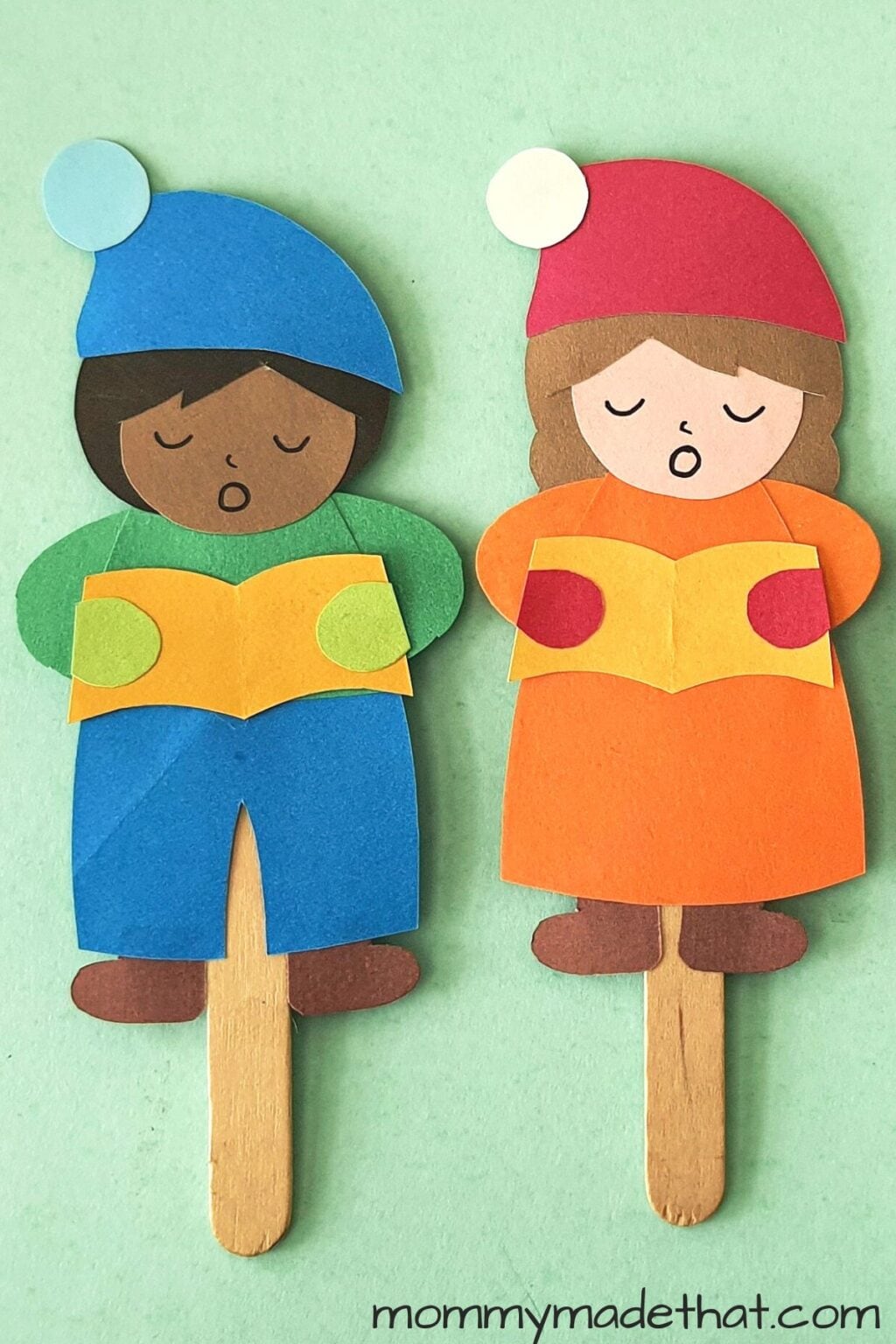 Christmas Carolers Puppet Craft