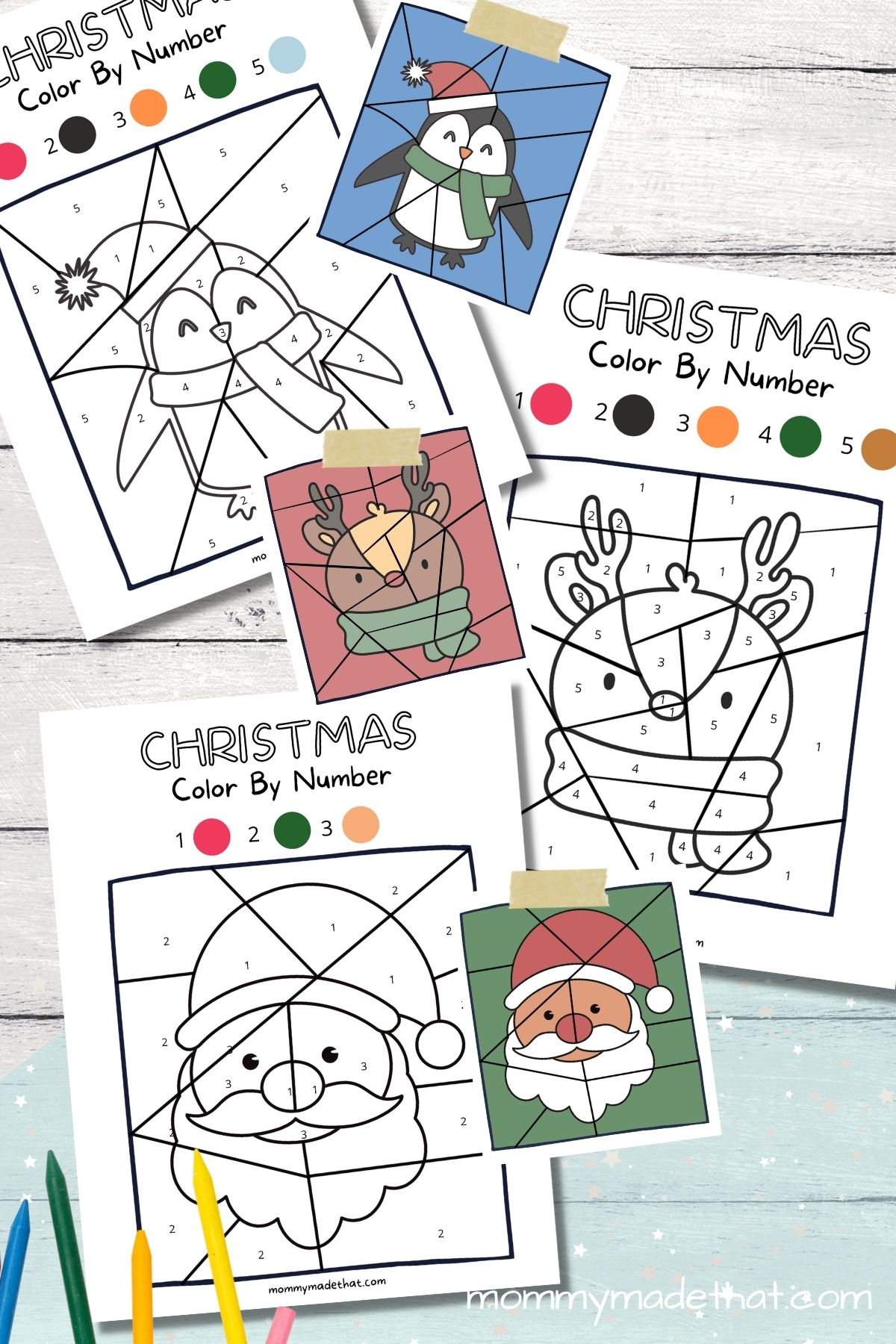 Christmas color by number free printables