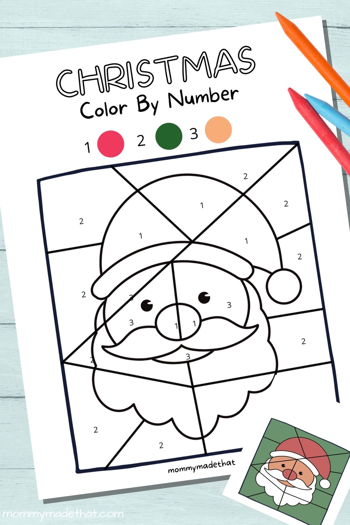 Christmas color by number free printables Santa Claus