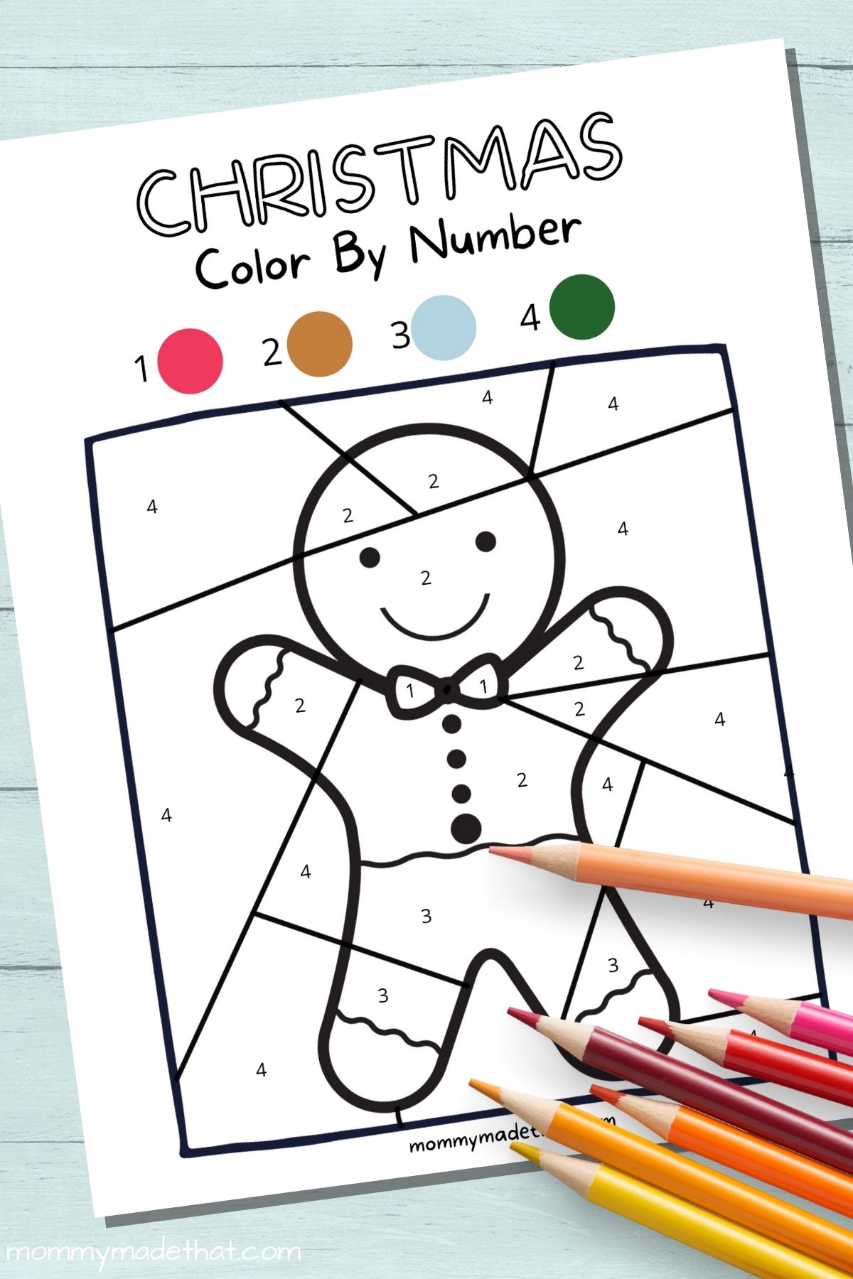 Christmas color by number free printables gingerbread man
