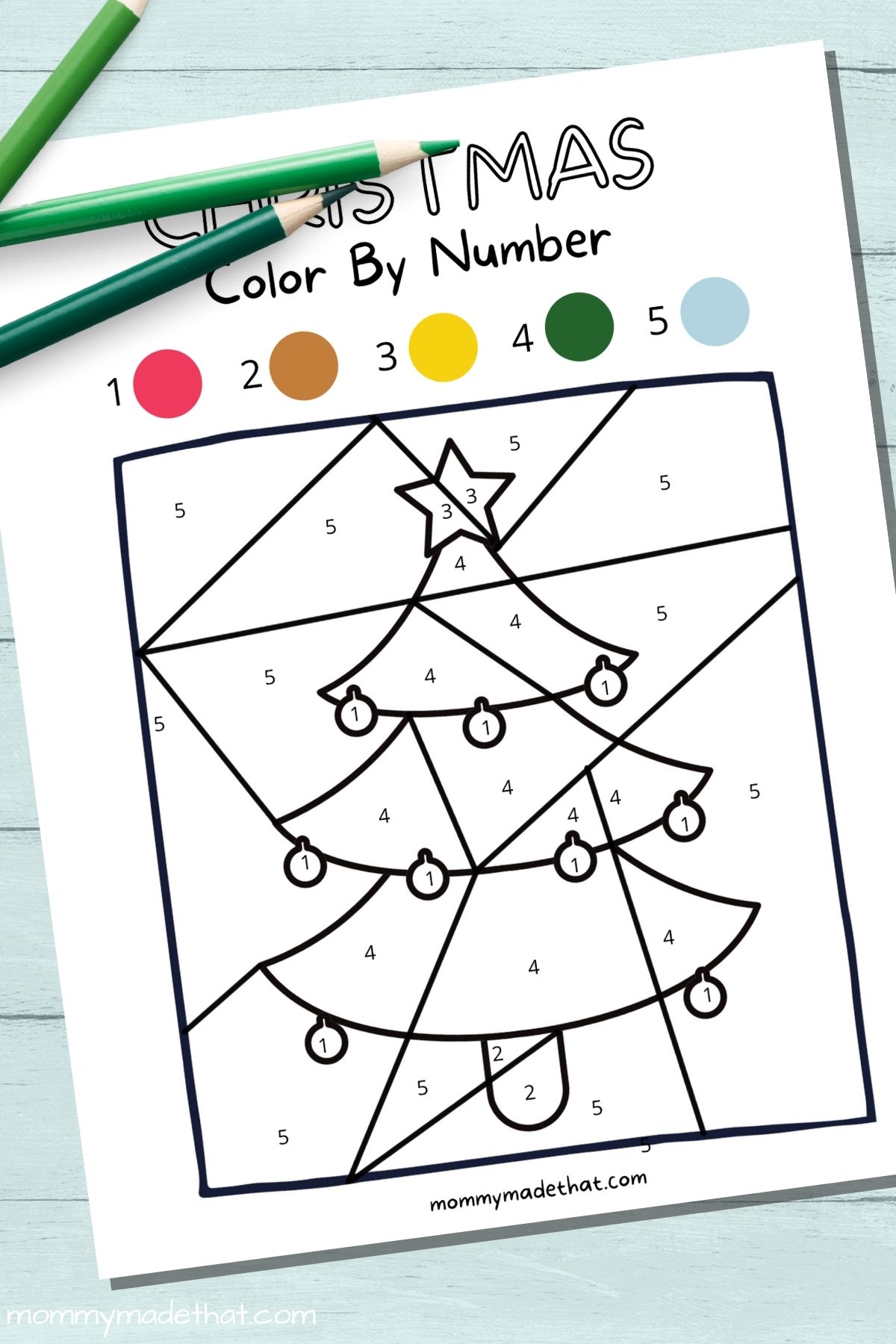 Christmas color by number free printables christmas tree