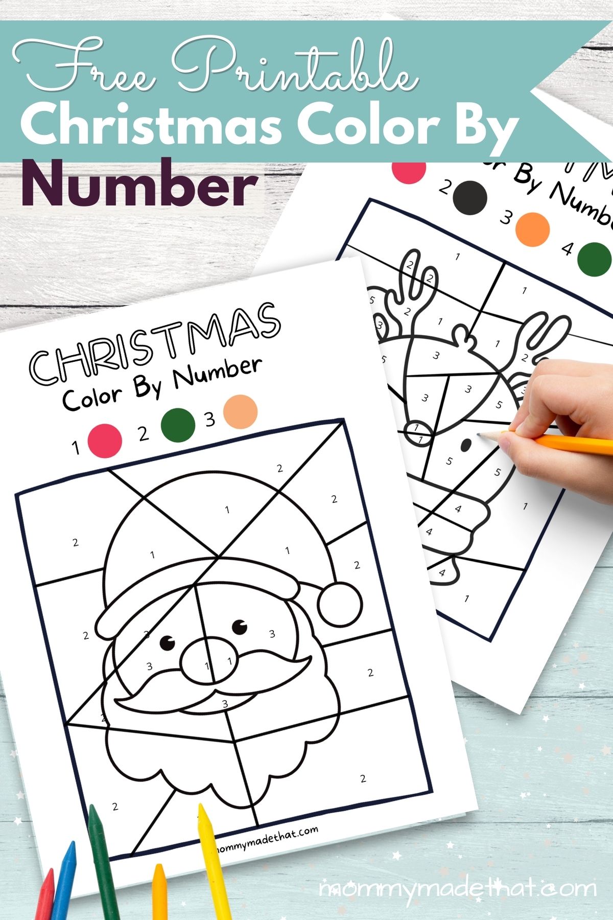 Christmas color by number free printables for preschoolers