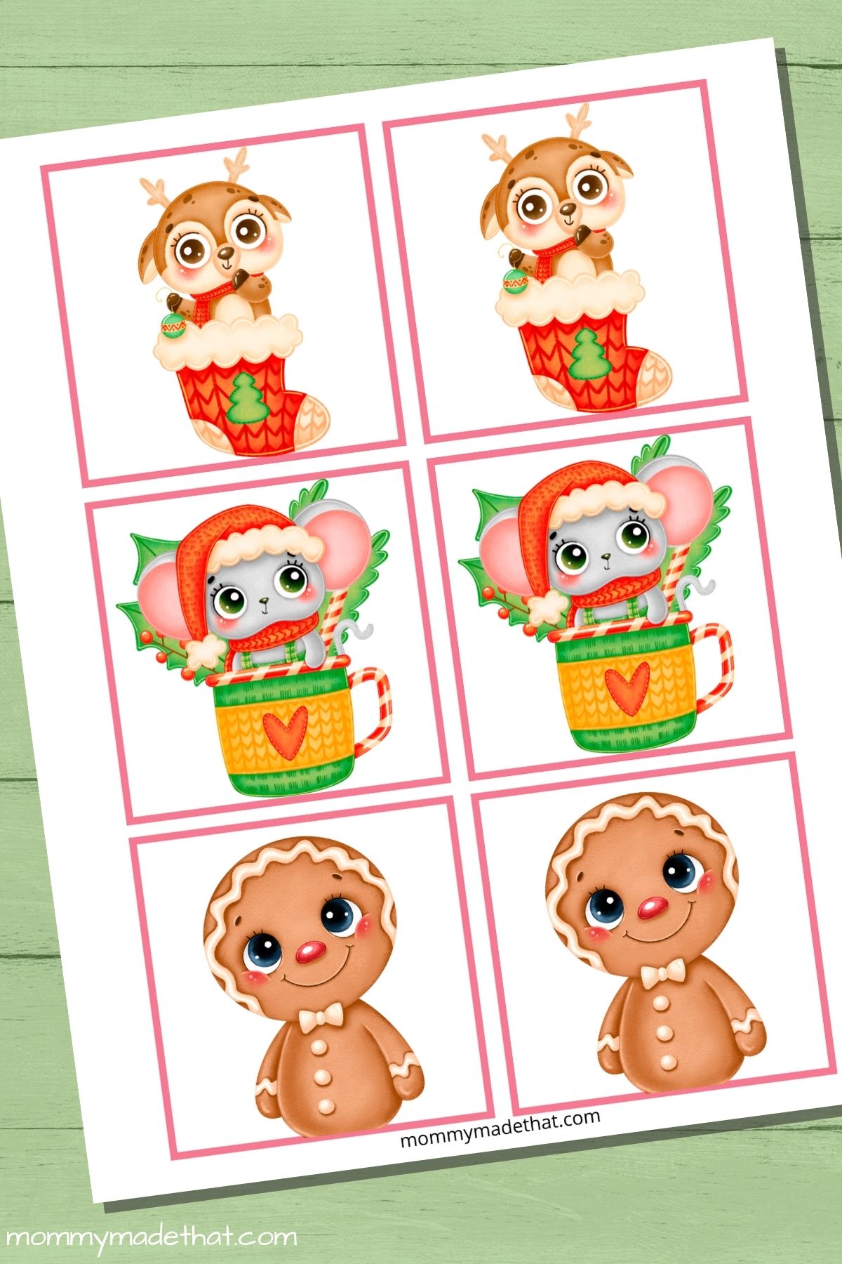 Christmas matching game free printable