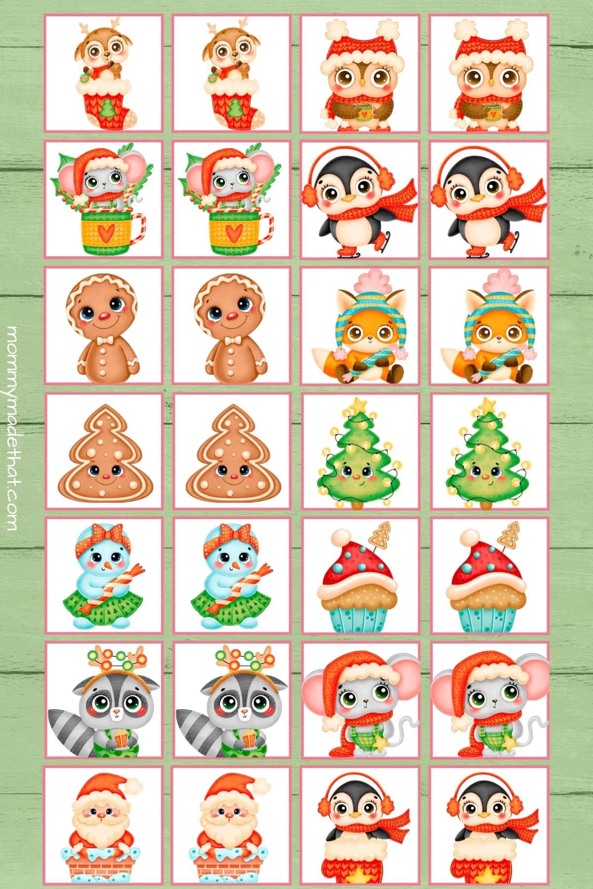 printable Christmas matching game 