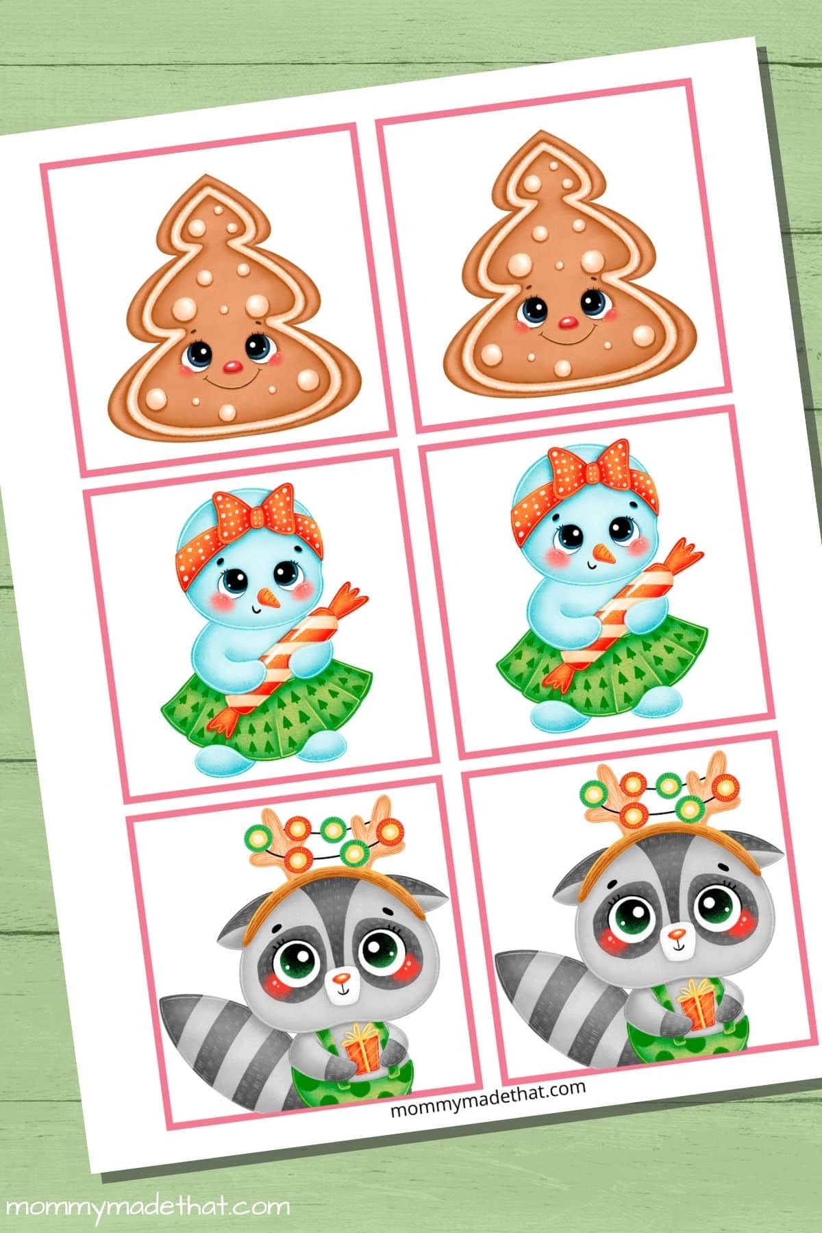 Christmas matching game for kids, free printable