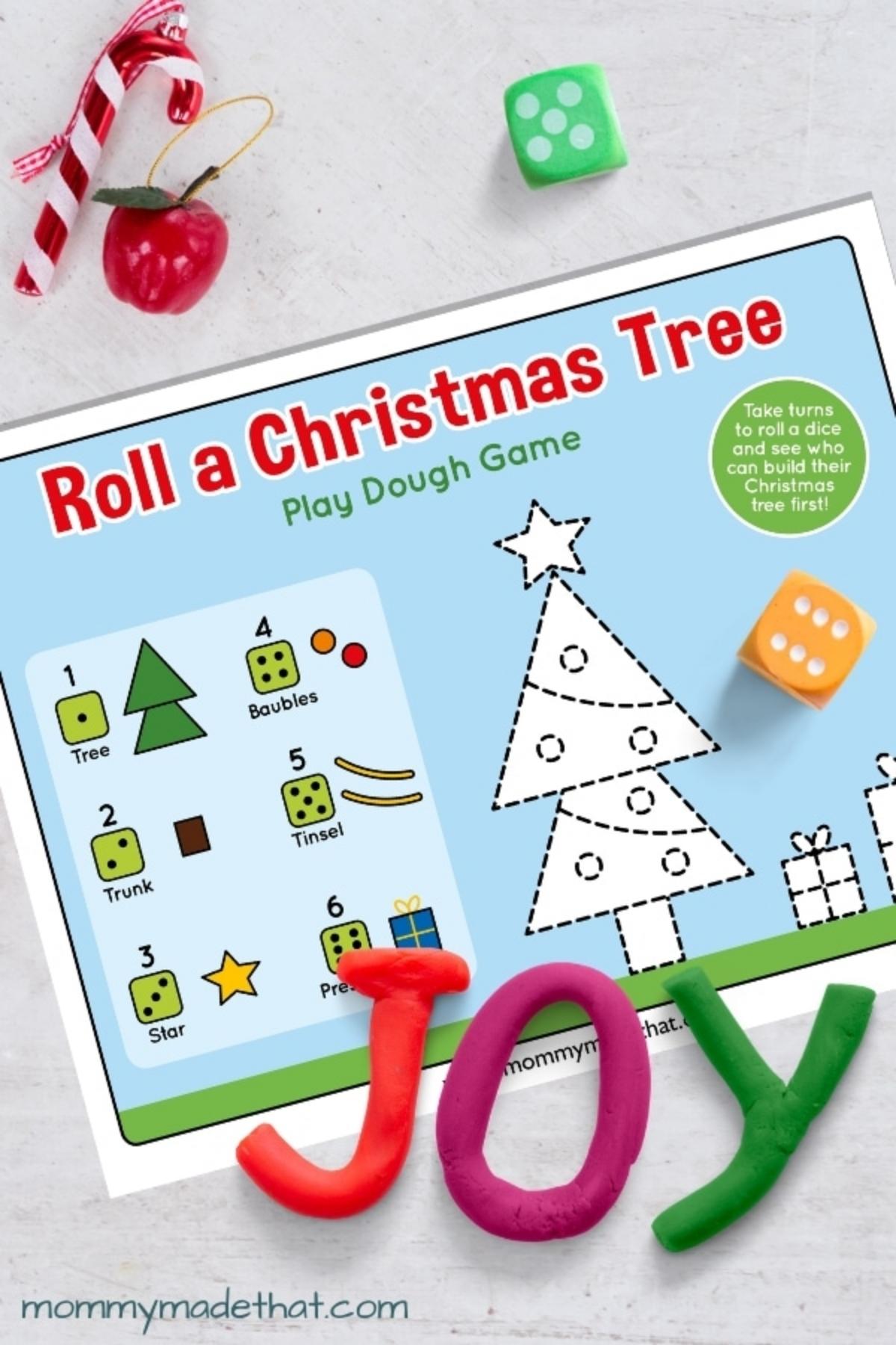 Printable Christmas play dough mat