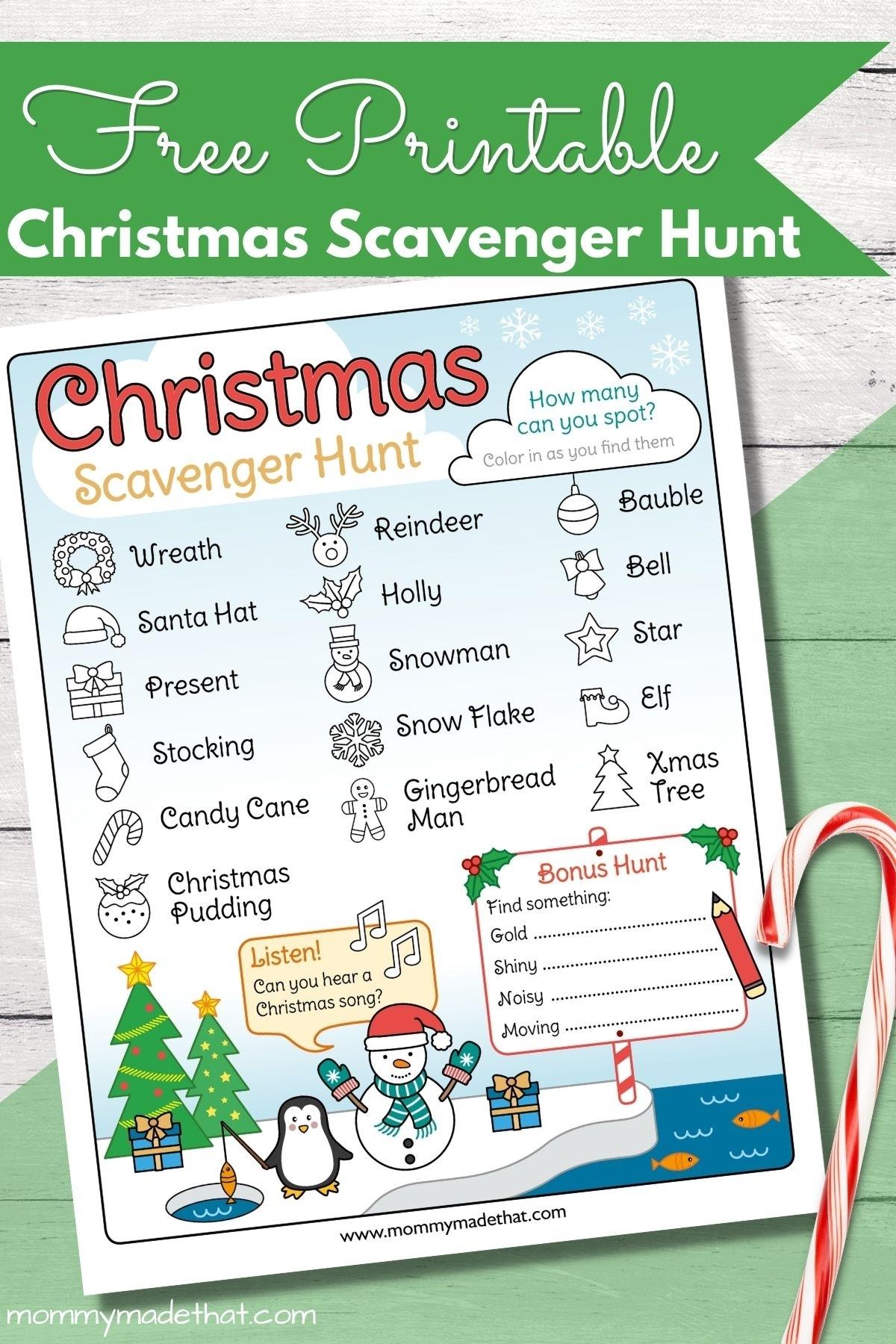 Free printable christmas scavenger hunt