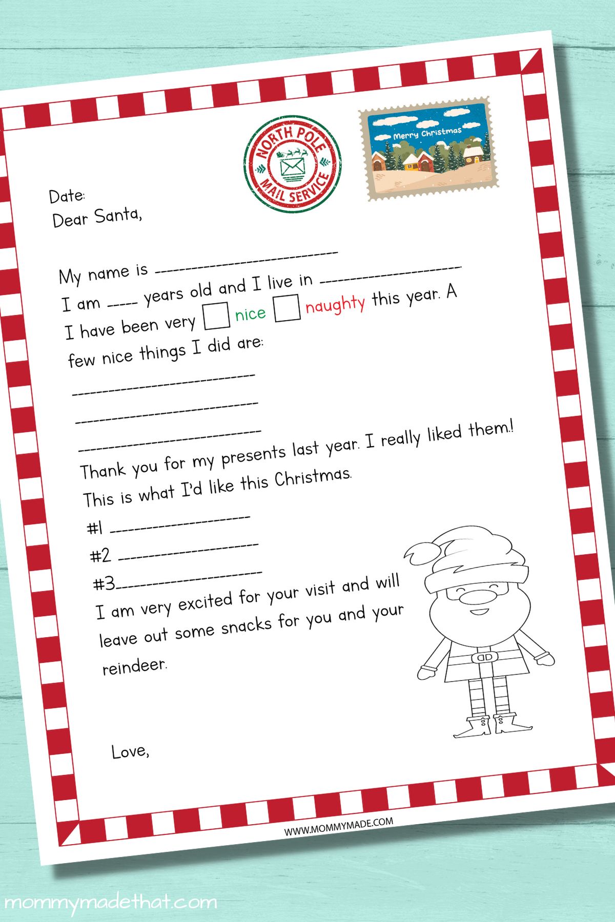 Christmas printable letter
