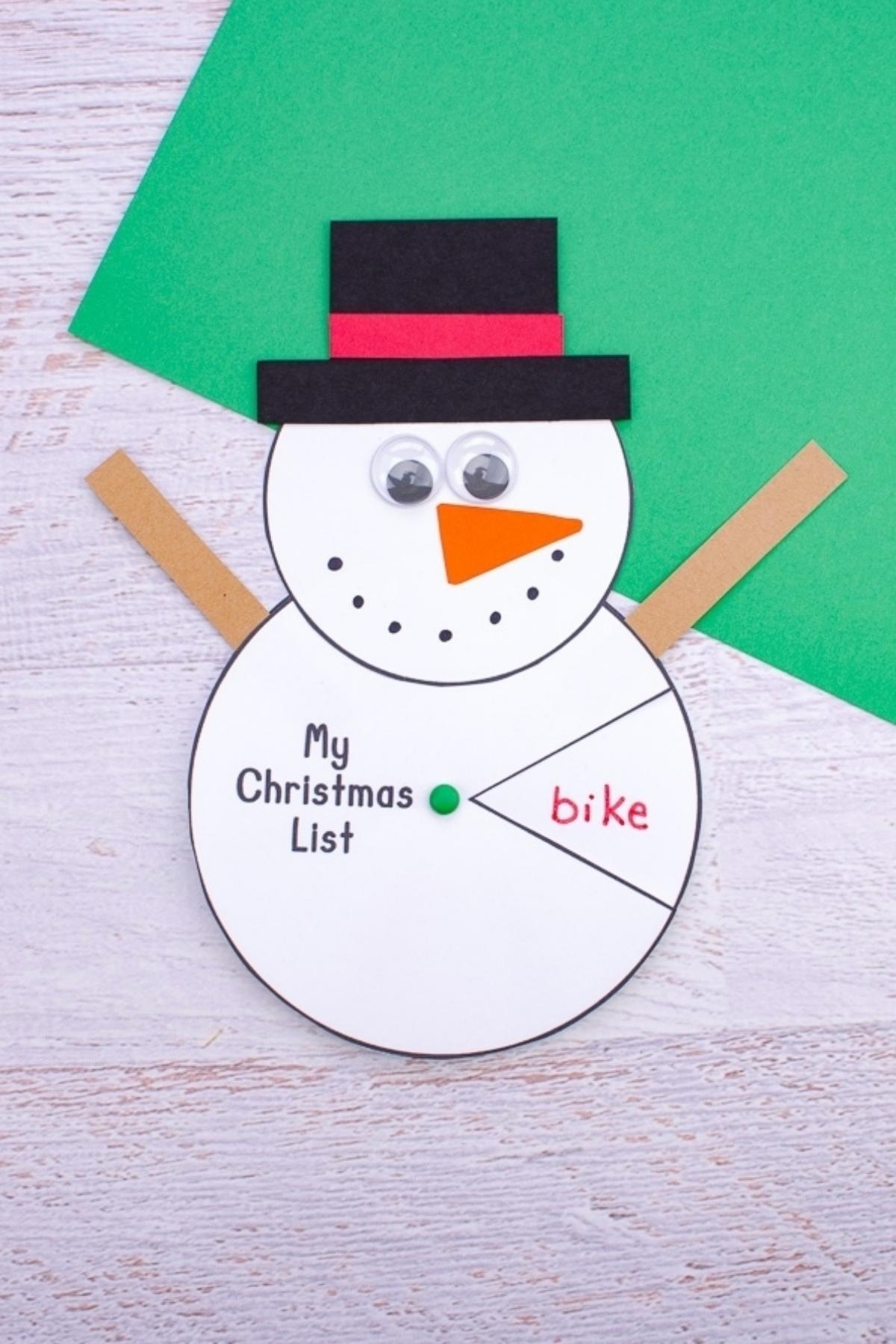 free printable Christmas wish list spinner