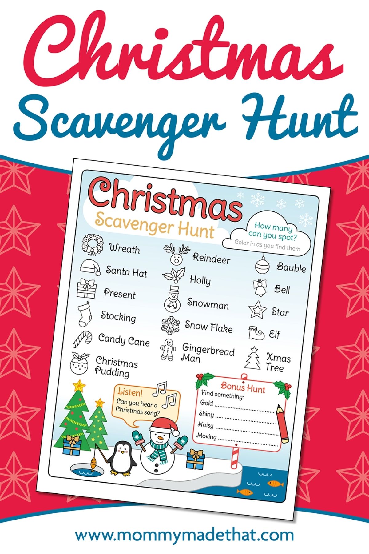 Free printable Christmas Scavenger Hunt PDF