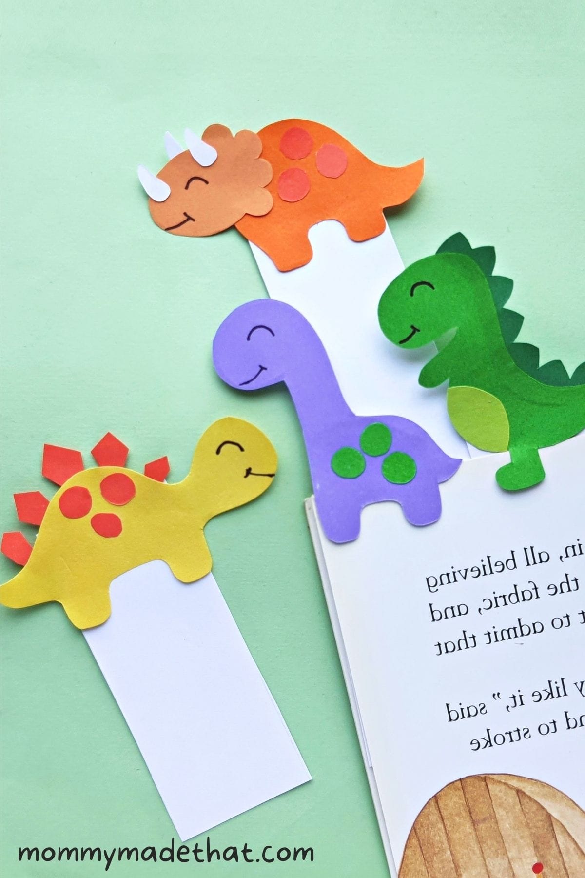 diy dinosaur bookmarks for kids