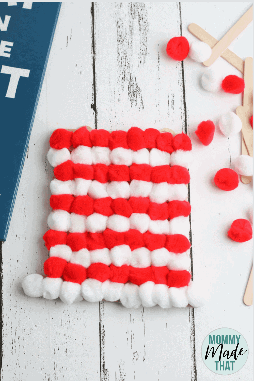 Dr. Seuss Hat Craft with Pom Poms and Popsicle Sticks