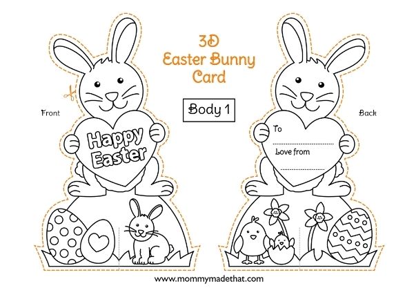 easter bunny card template printable