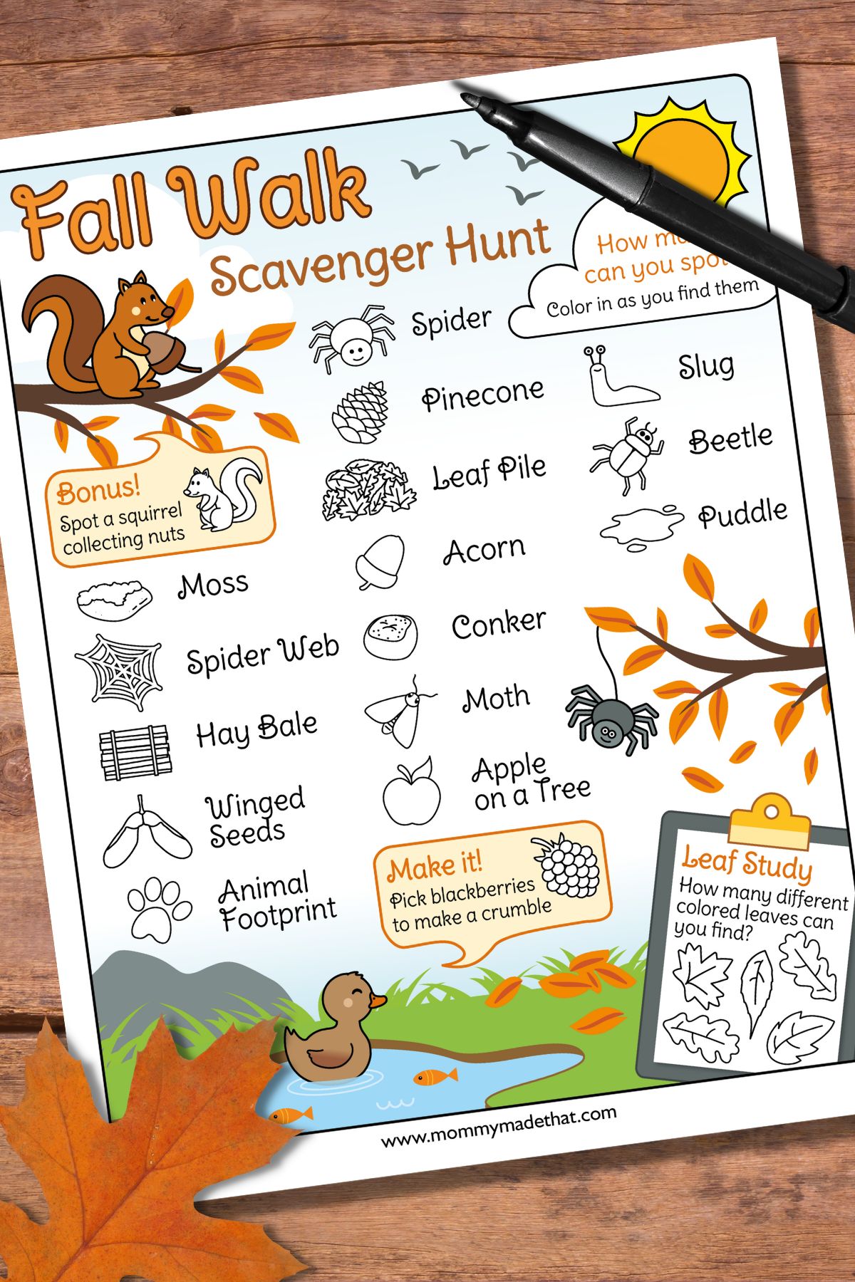 fall scavenger hunt printable