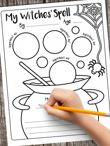 Halloween printable witches' spell activity for kids