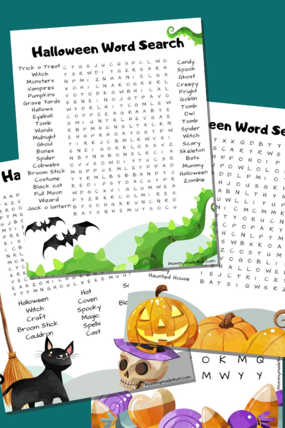 halloween word search printables