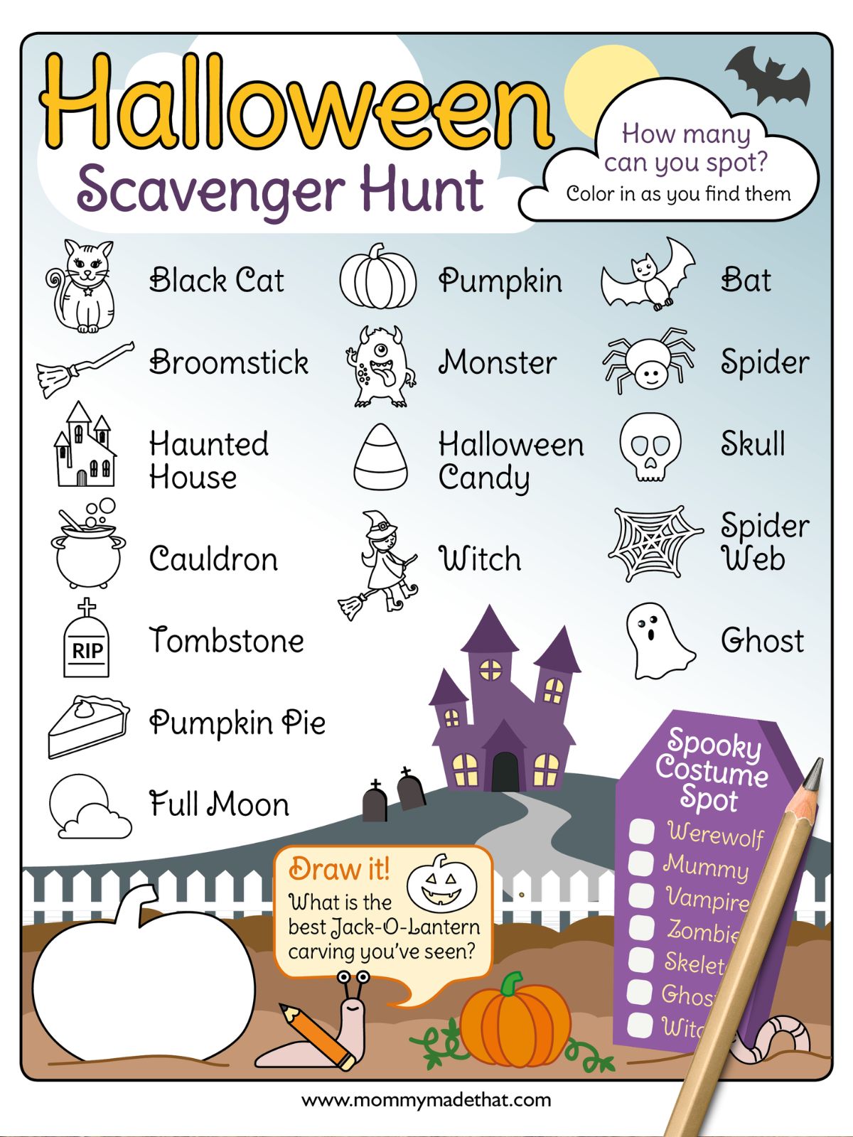 halloween scavenger hunt printable