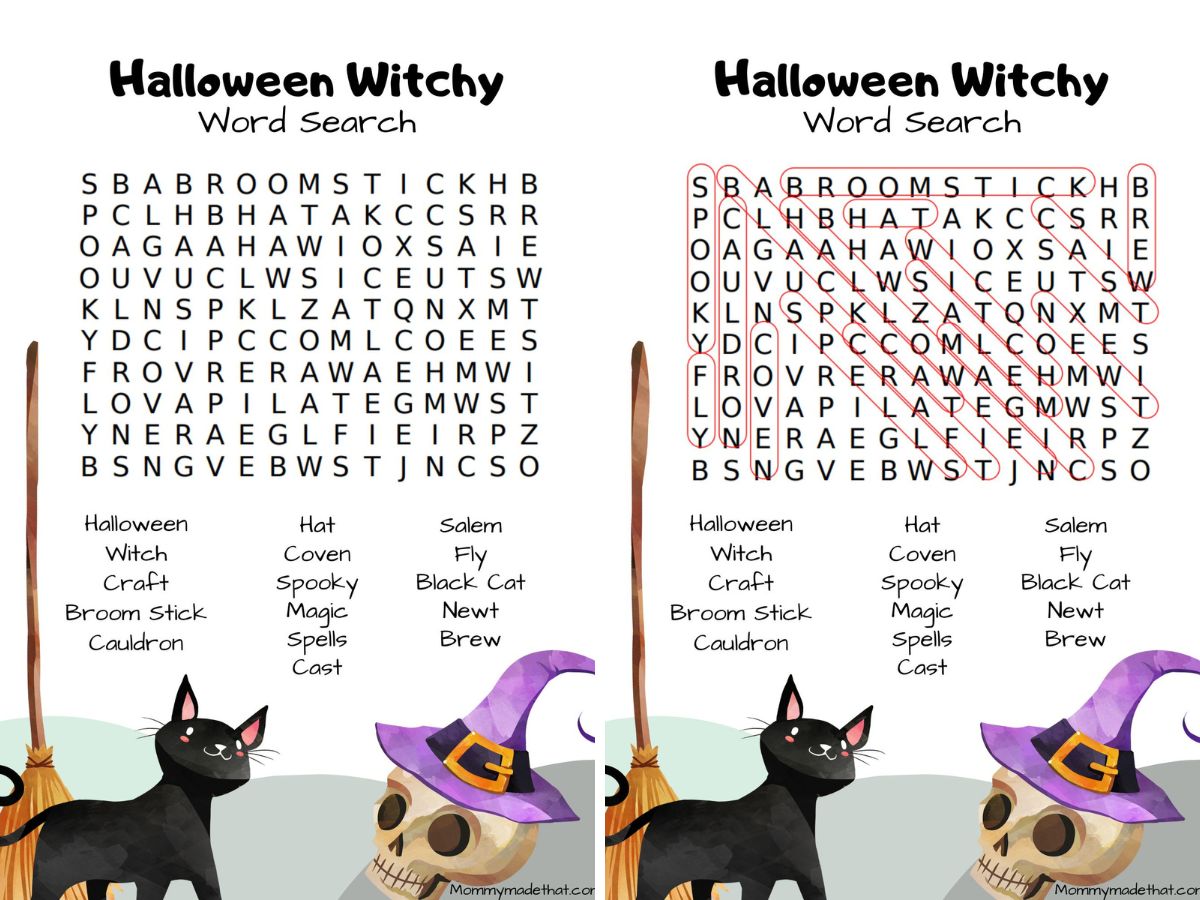 halloween word search puzzle with answers