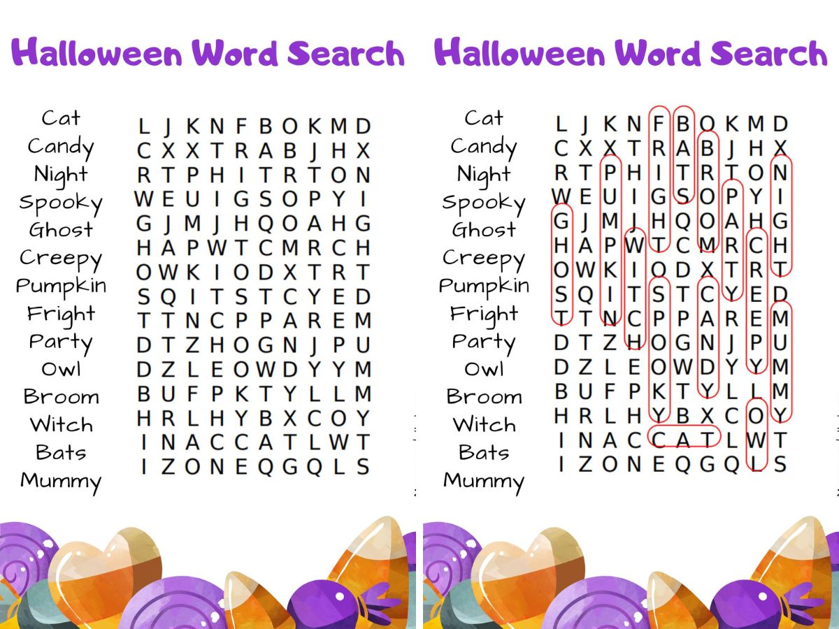 halloween word search puzzle with answers