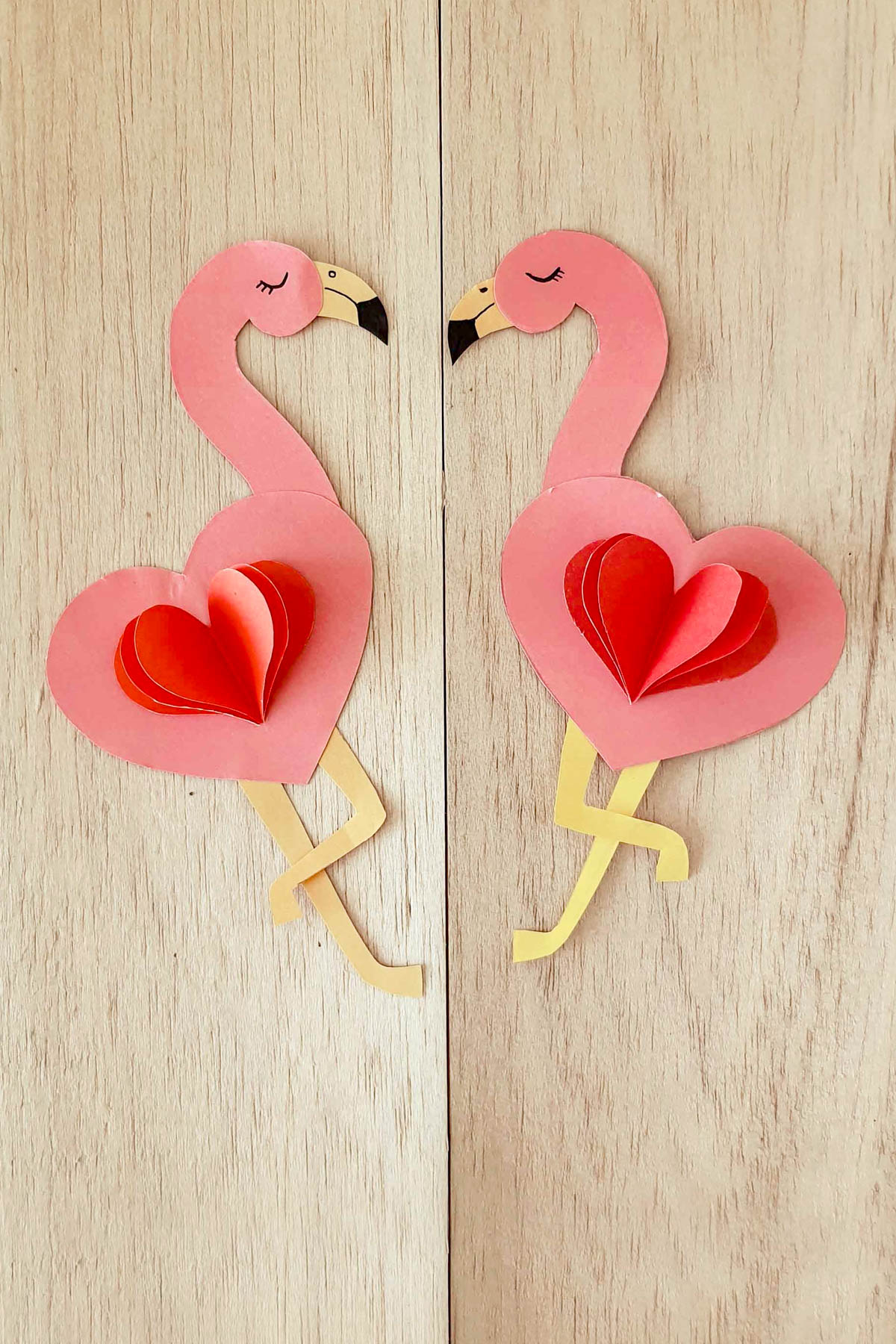 Heart flamingo craft.