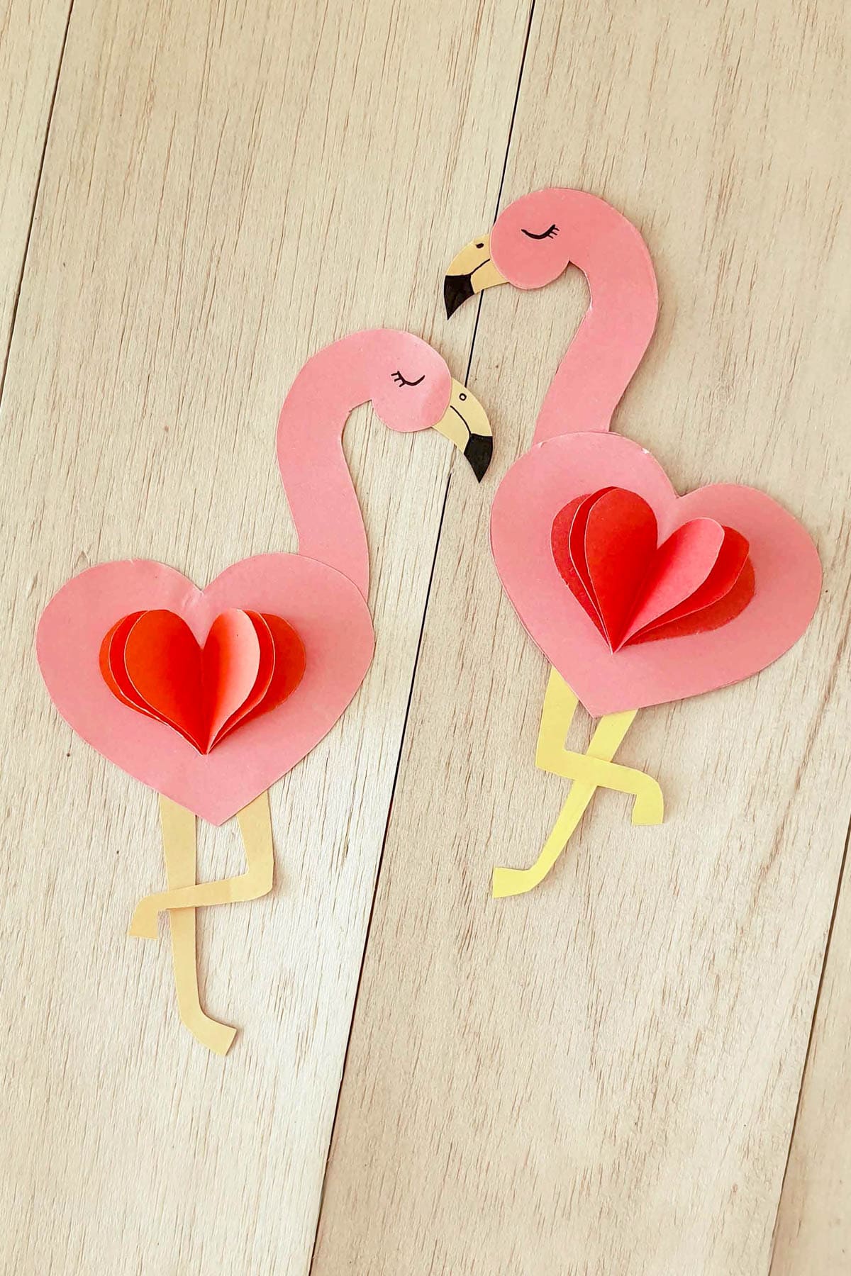 Heart flamingo craft.