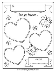 Printable I Love You Template: Cute I Love You Because Activity