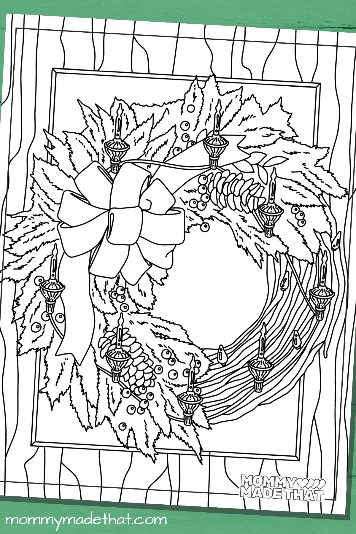 Christmas wreath coloring page