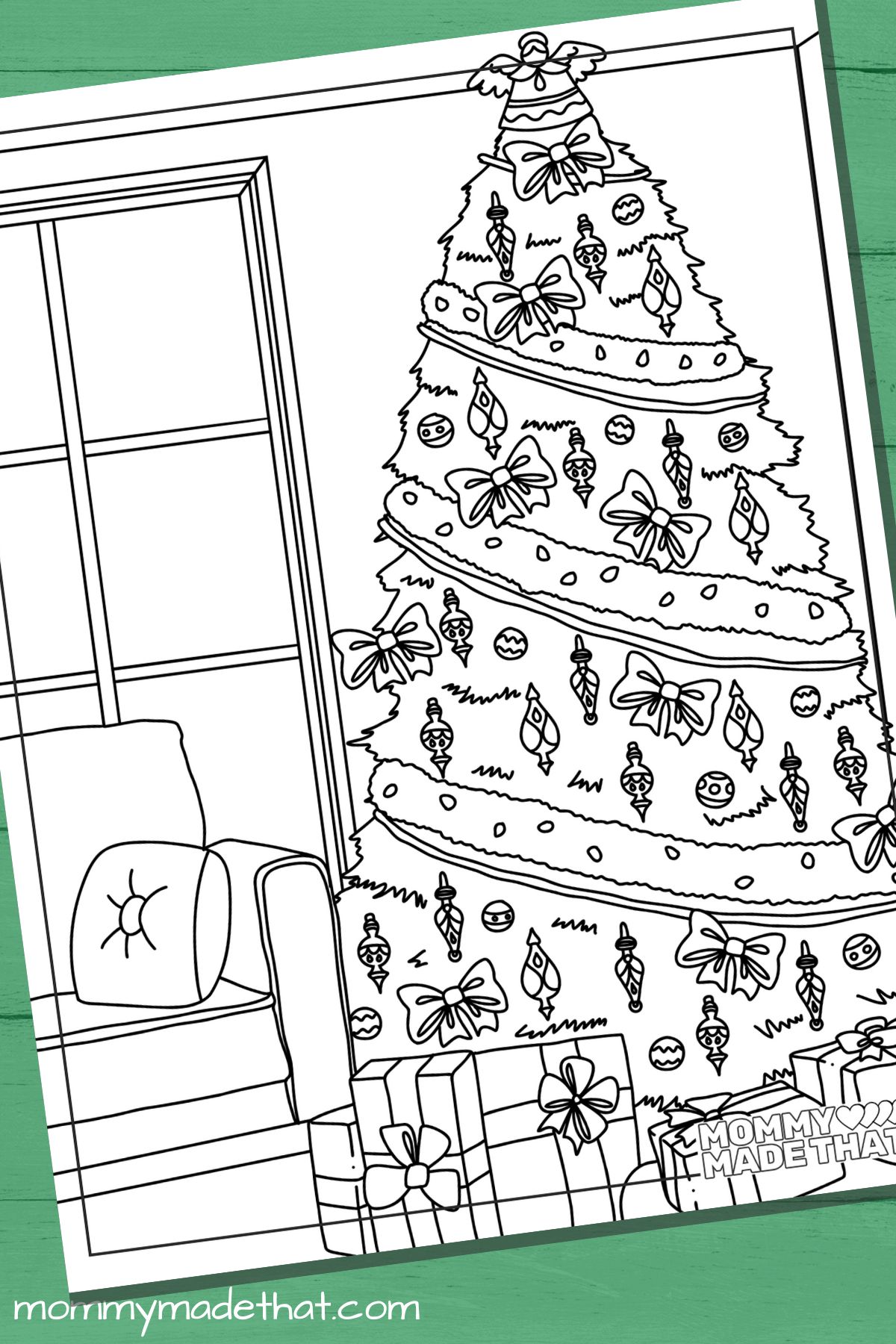 Old fashioned Christmas tree coloring page