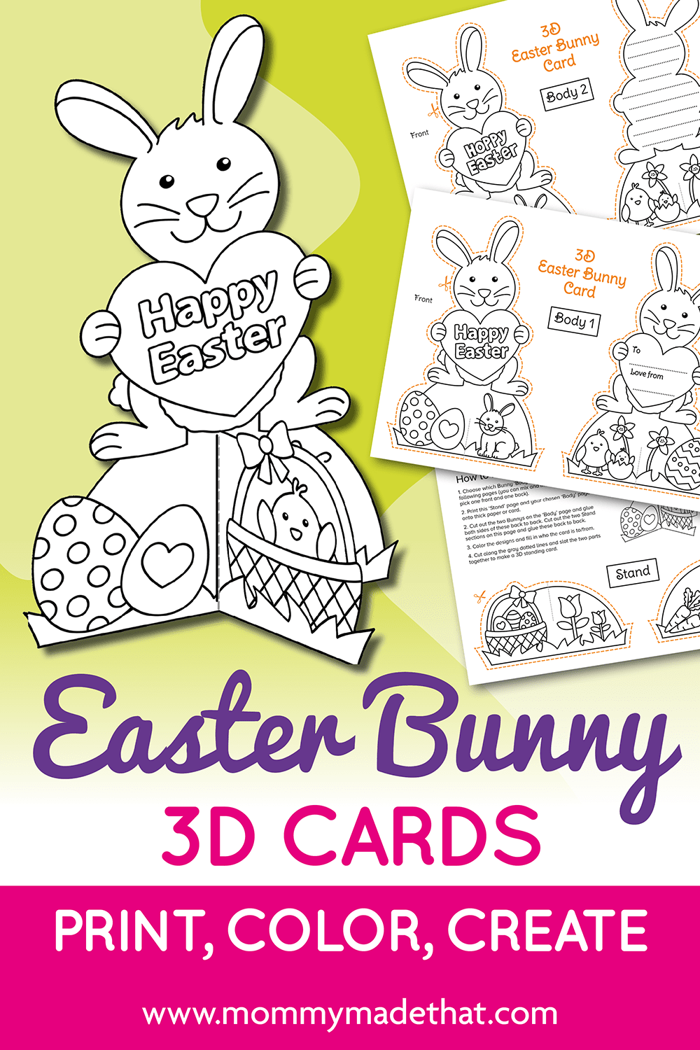 printable Easter bunny card