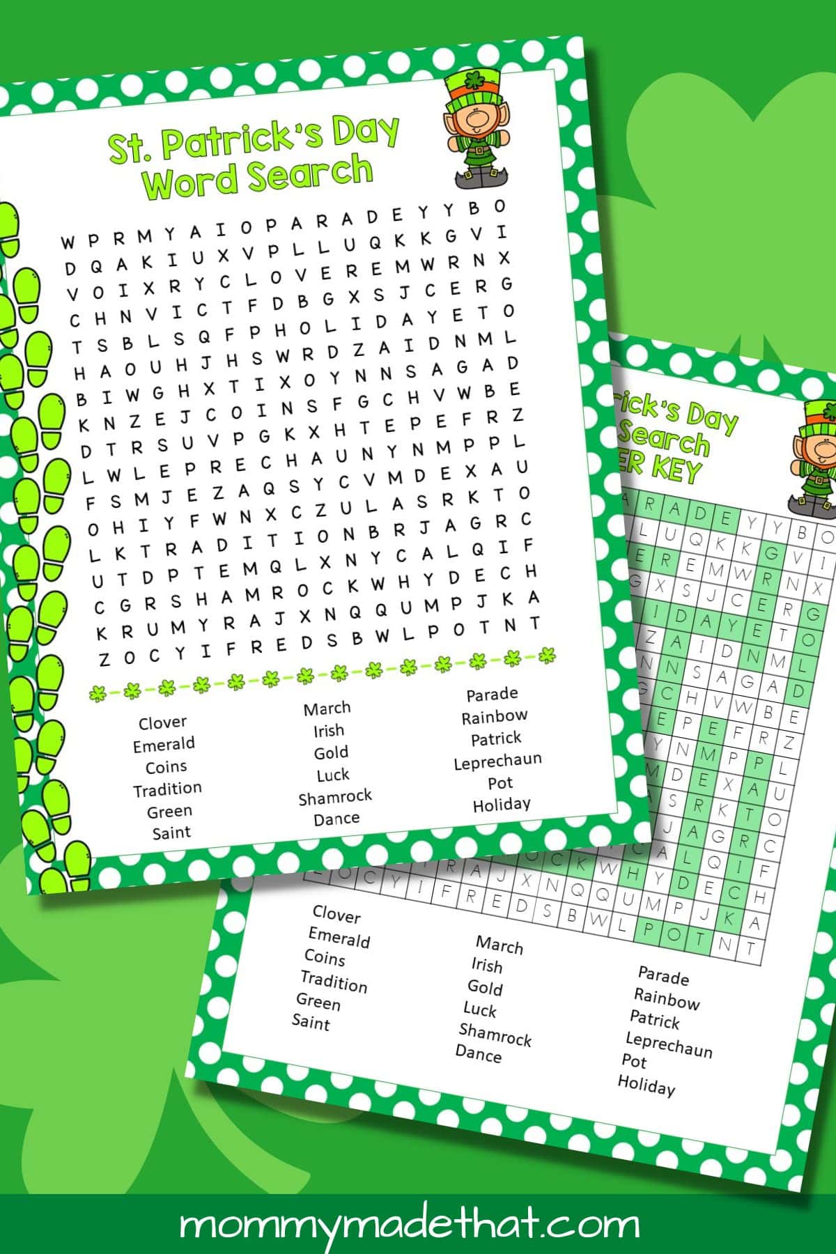 St. Patricks Day Word Search for Kids (+ Answer Key)