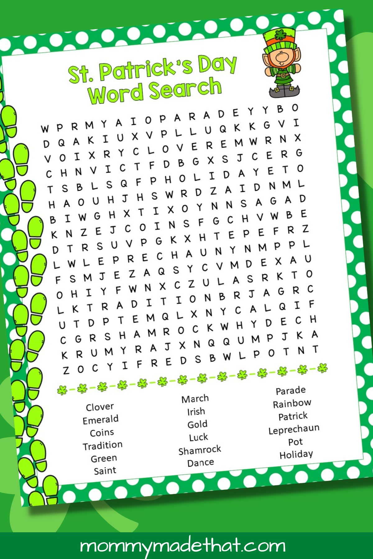 free St patricks day word search