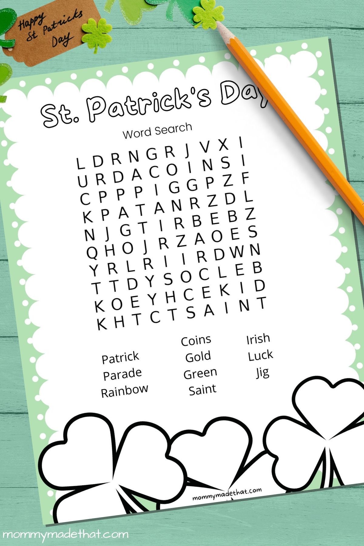 kids st. patricks day word search puzzle