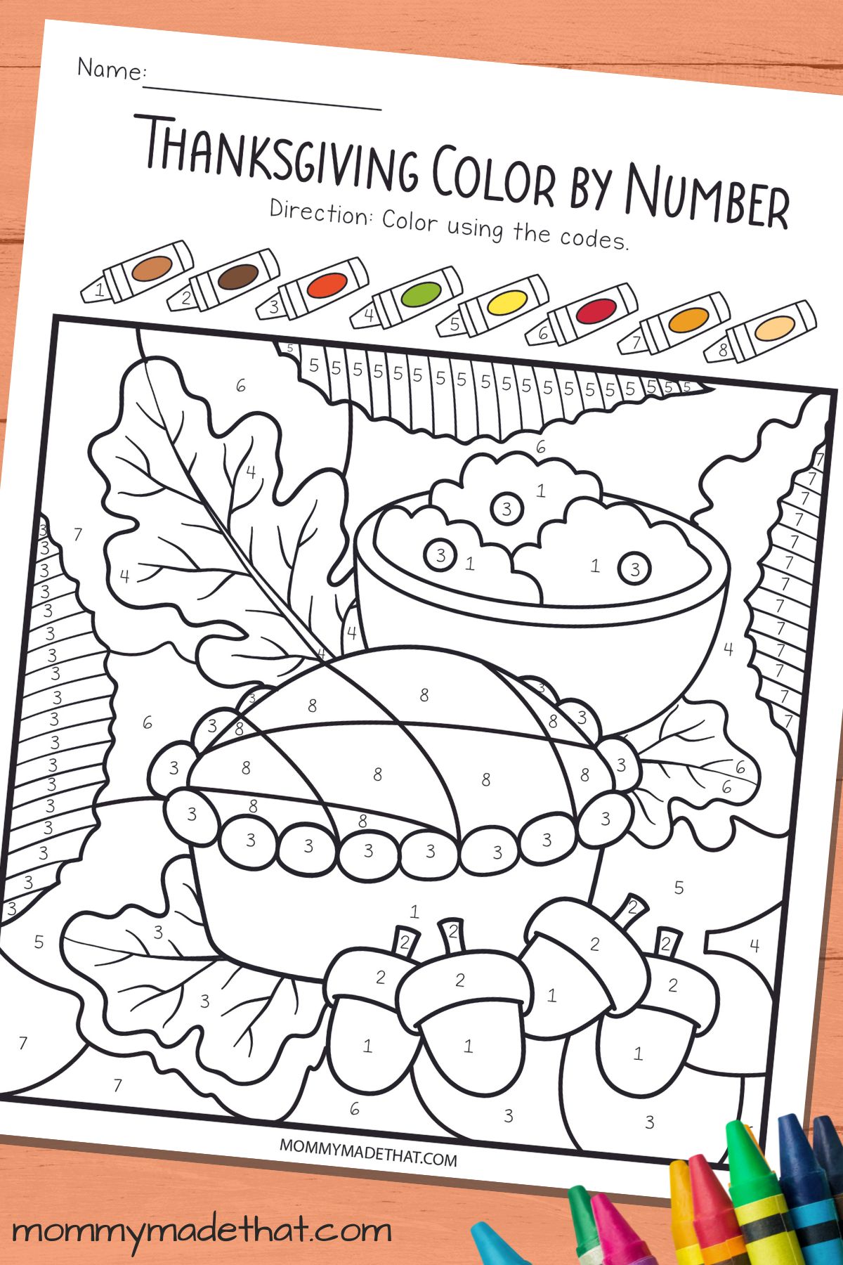 Thanksgiving color by number page