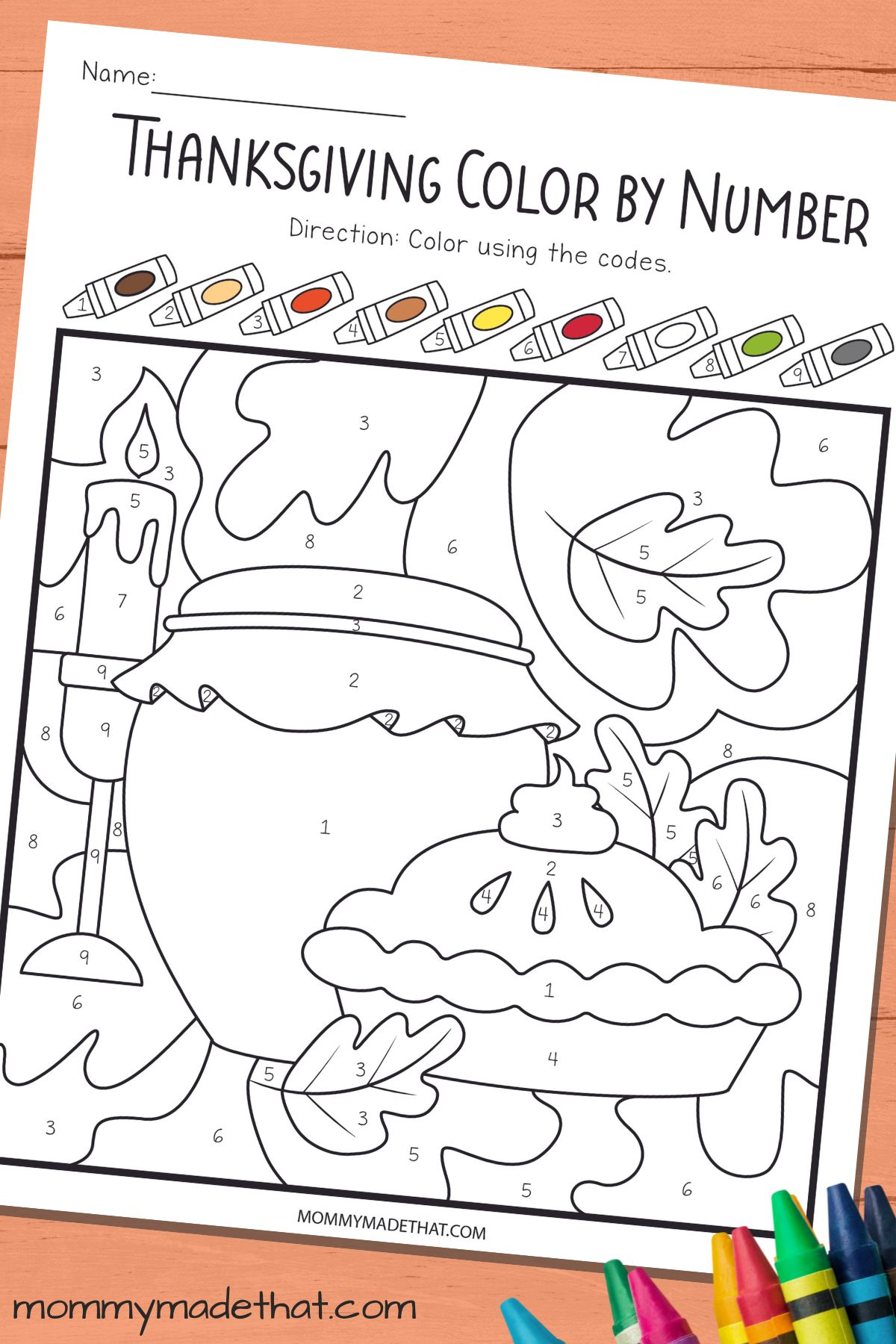 Thanksgiving color by number page