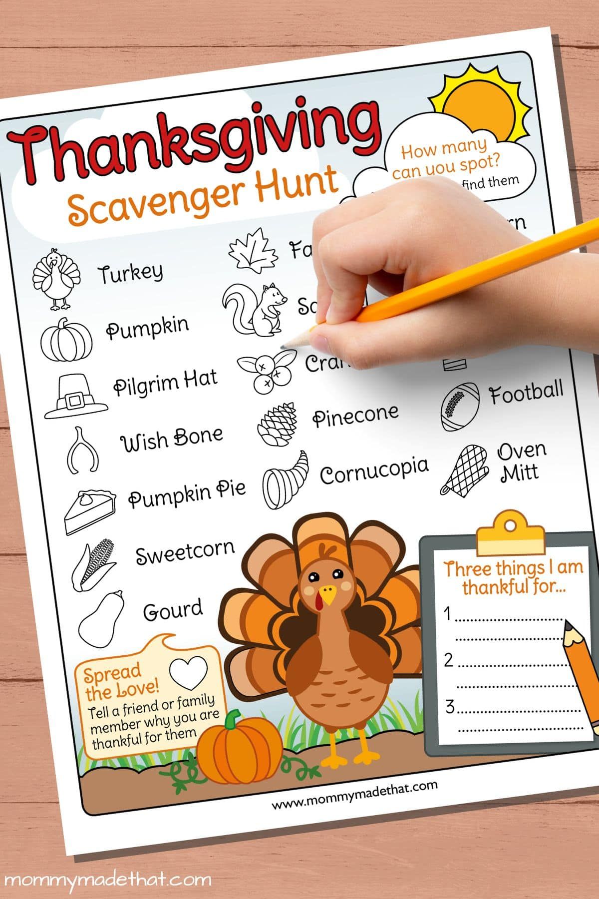 Free thanksgiving printable scavenger hunt