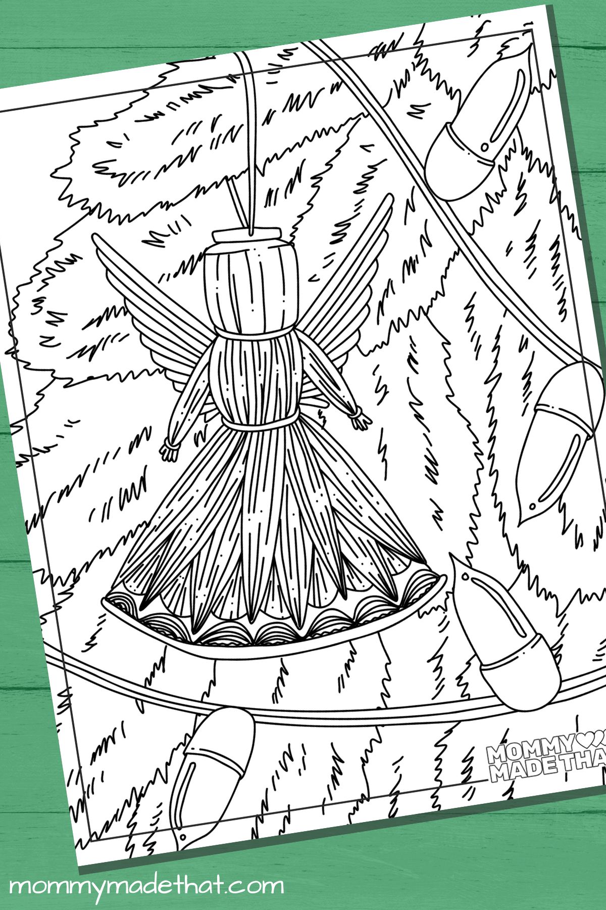 Vintage Christmas angel coloring page